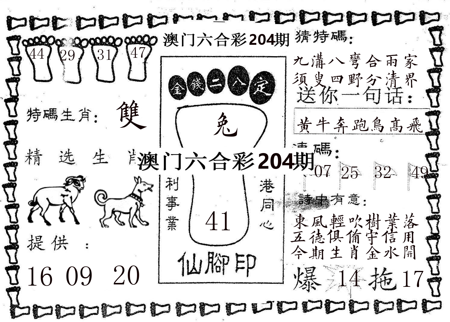 仙脚印 第204期