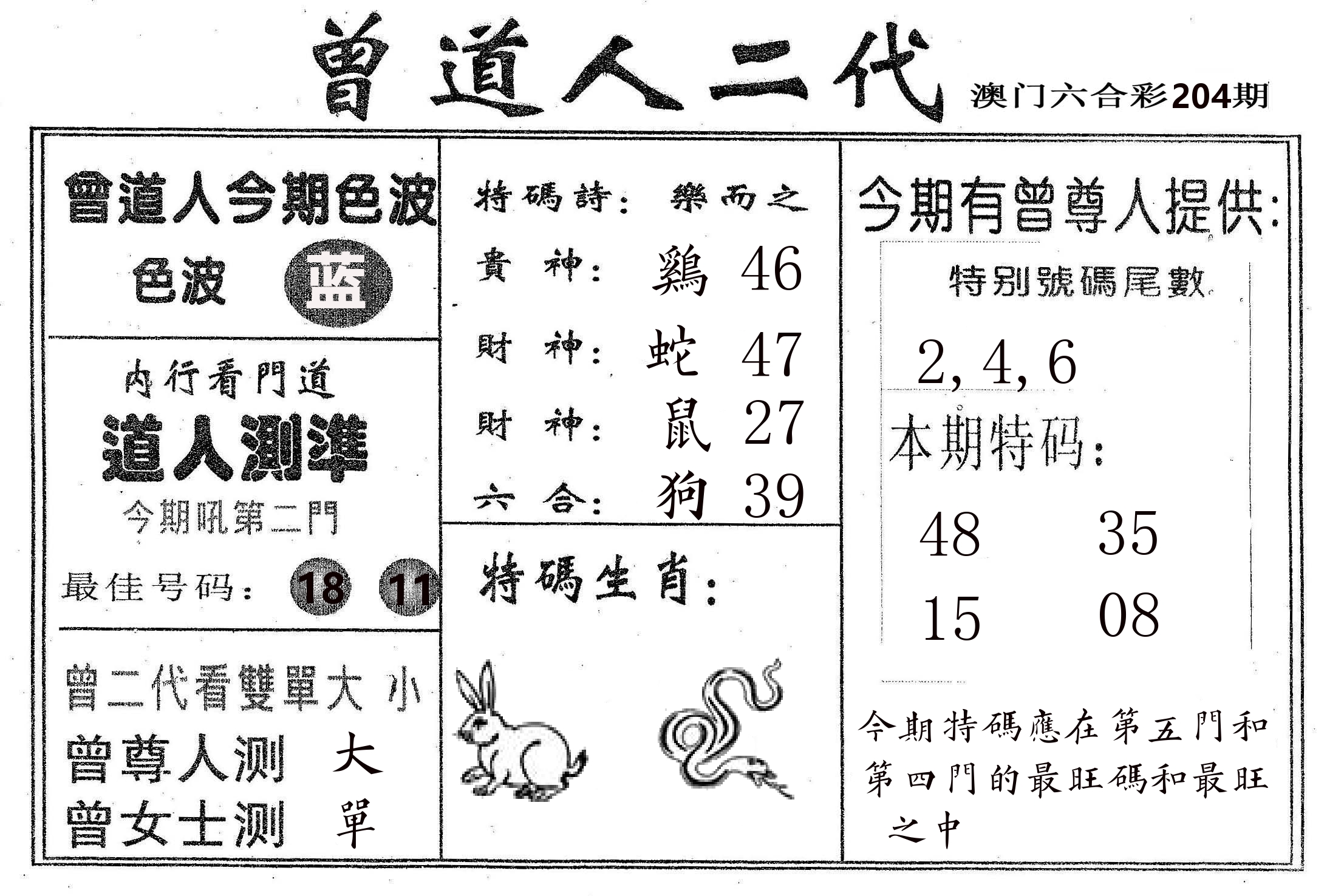 曾二代 第204期