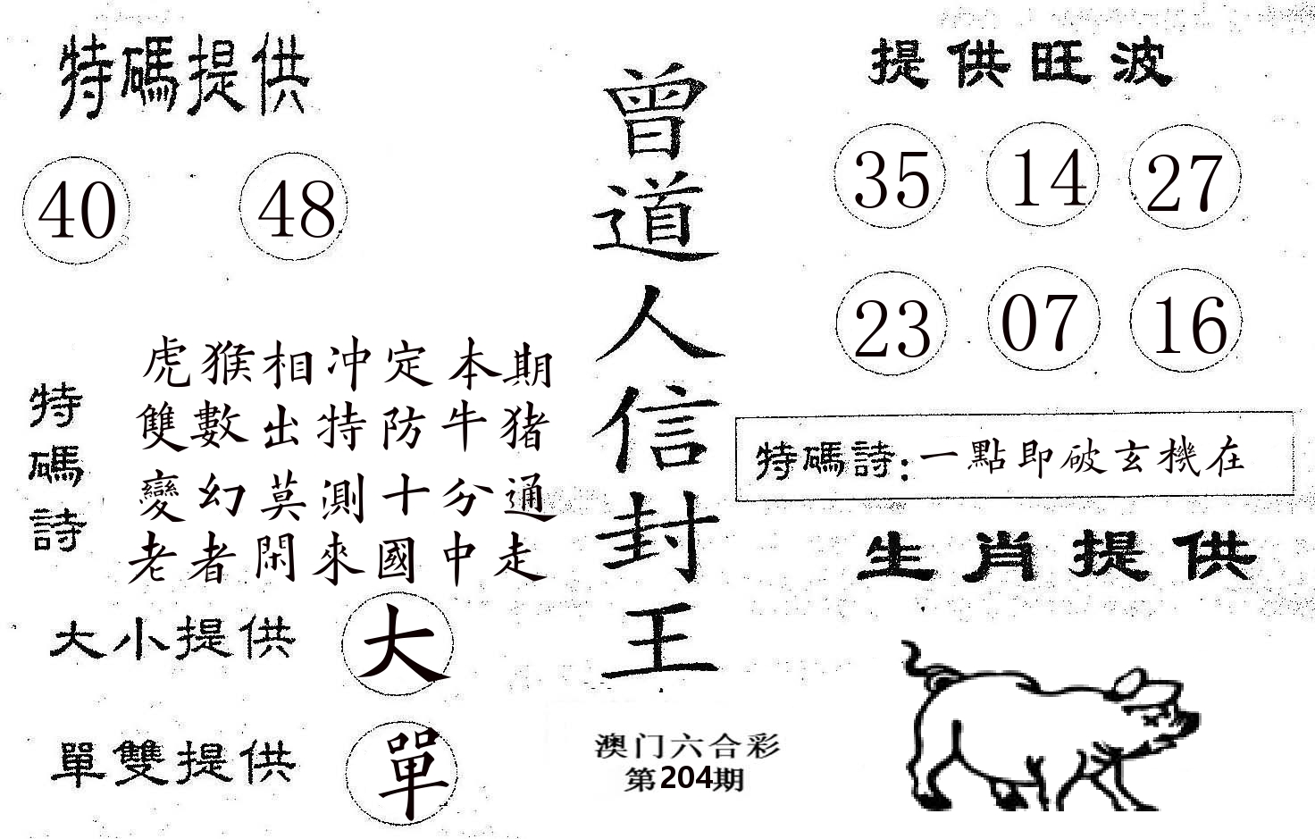 曾信封王 第204期