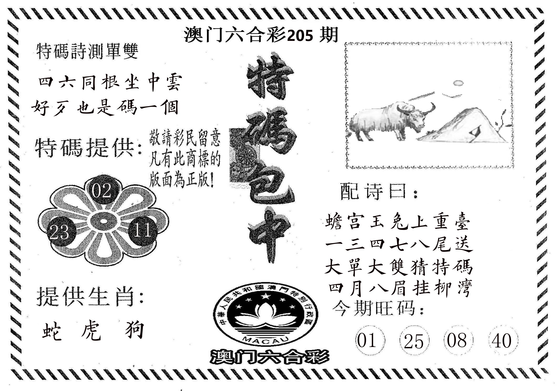 特码包中 第205期