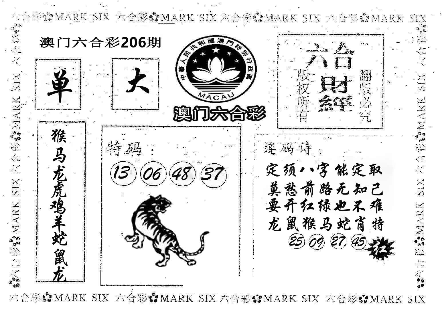 六合财经 第206期