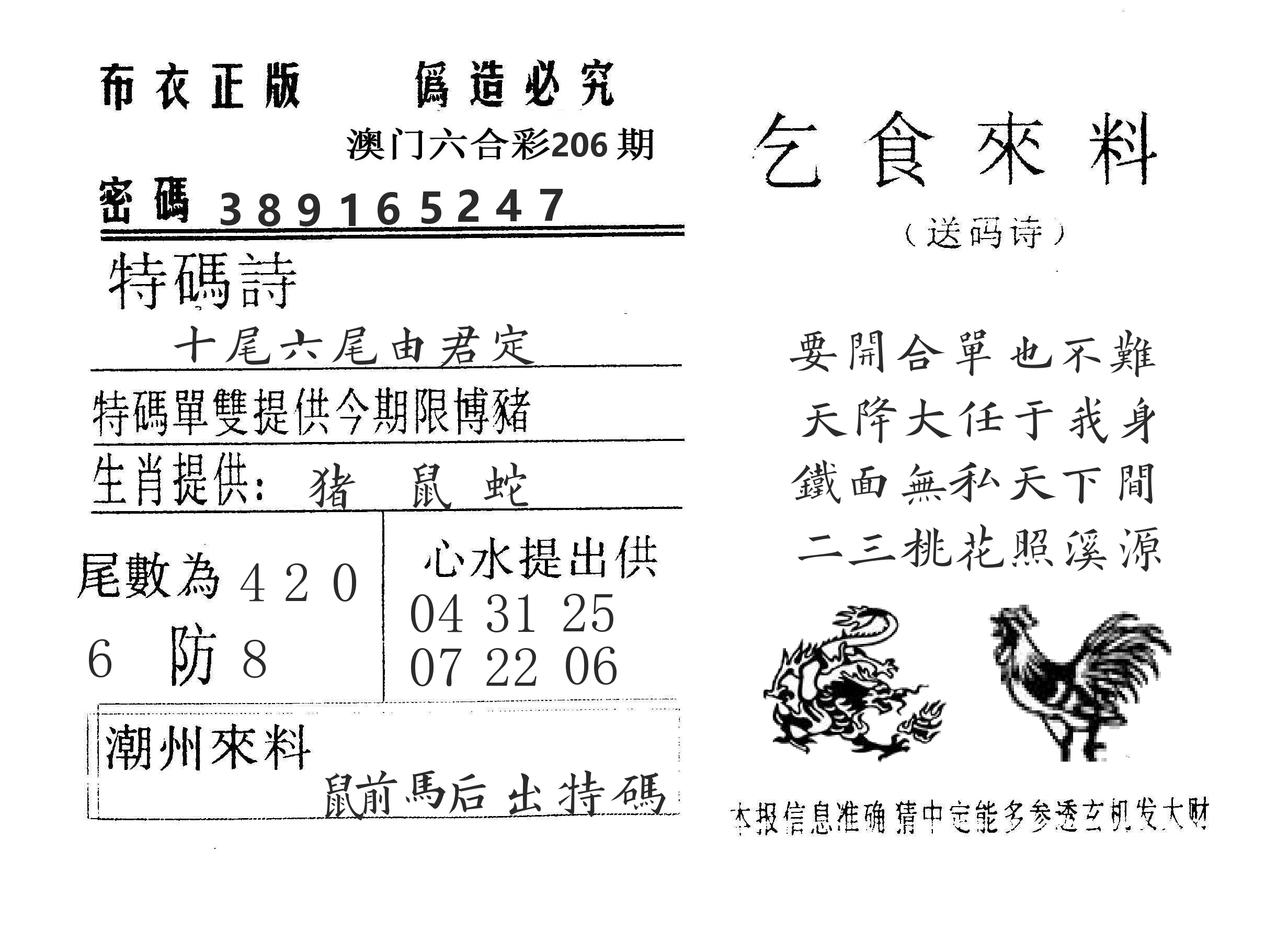 乞食来料 第206期
