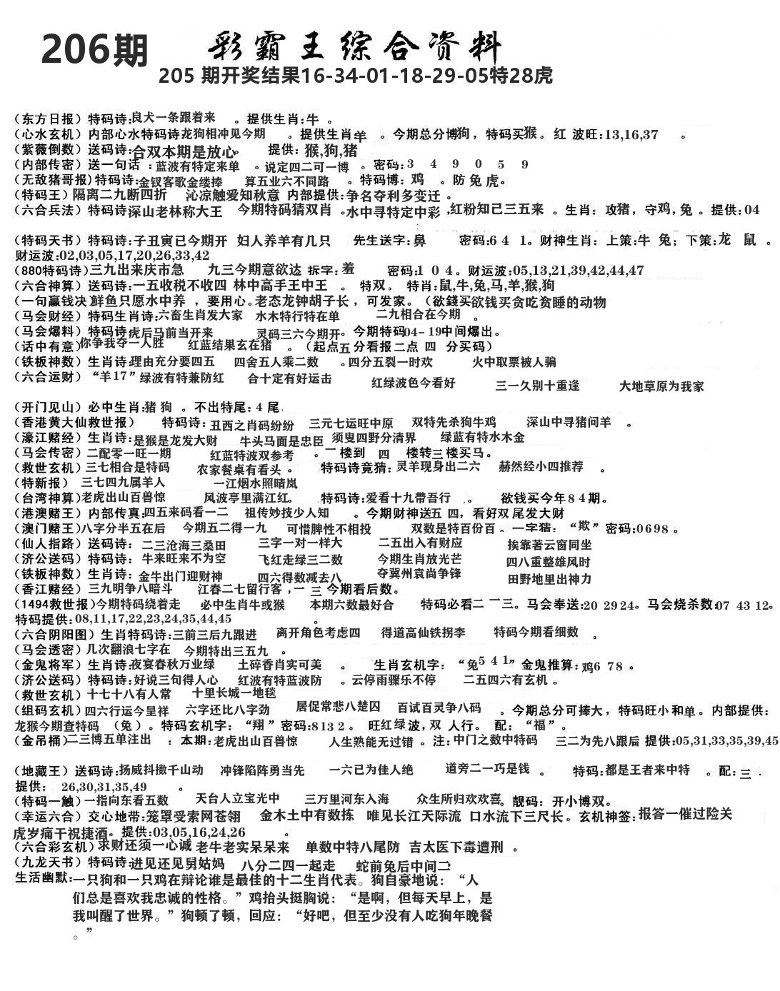 澳门综合资料 第206期