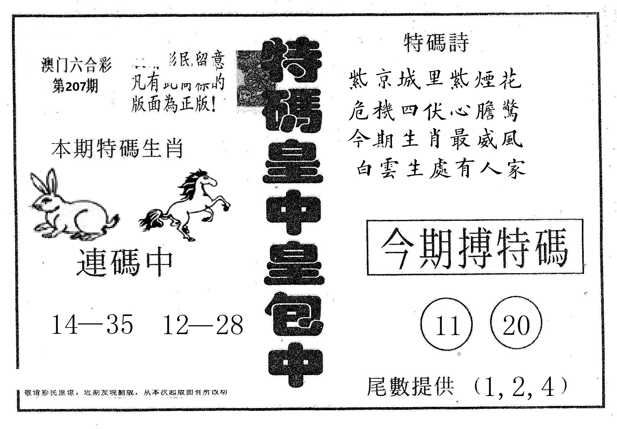 皇中皇A 第207期