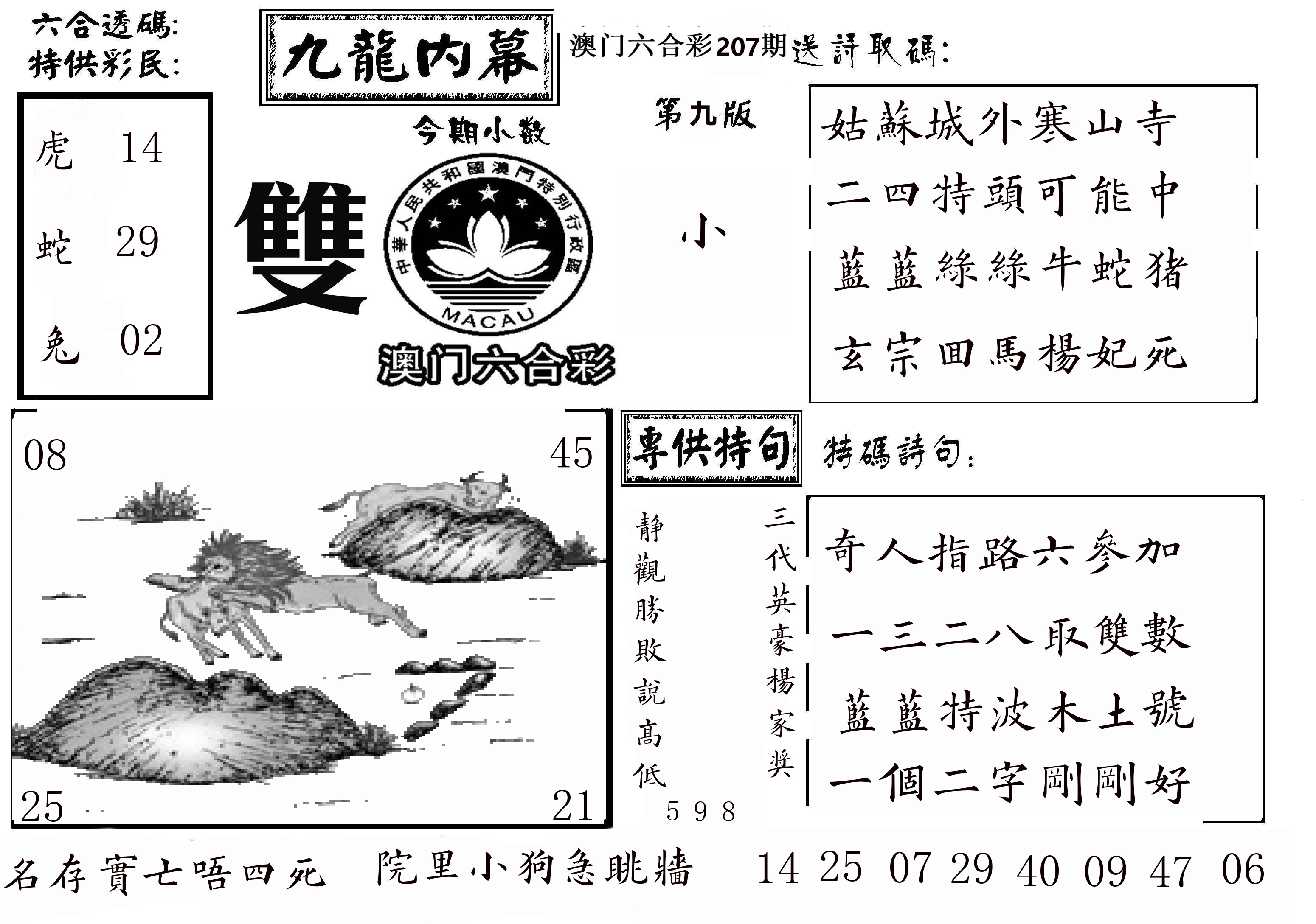 澳门传真3 第207期