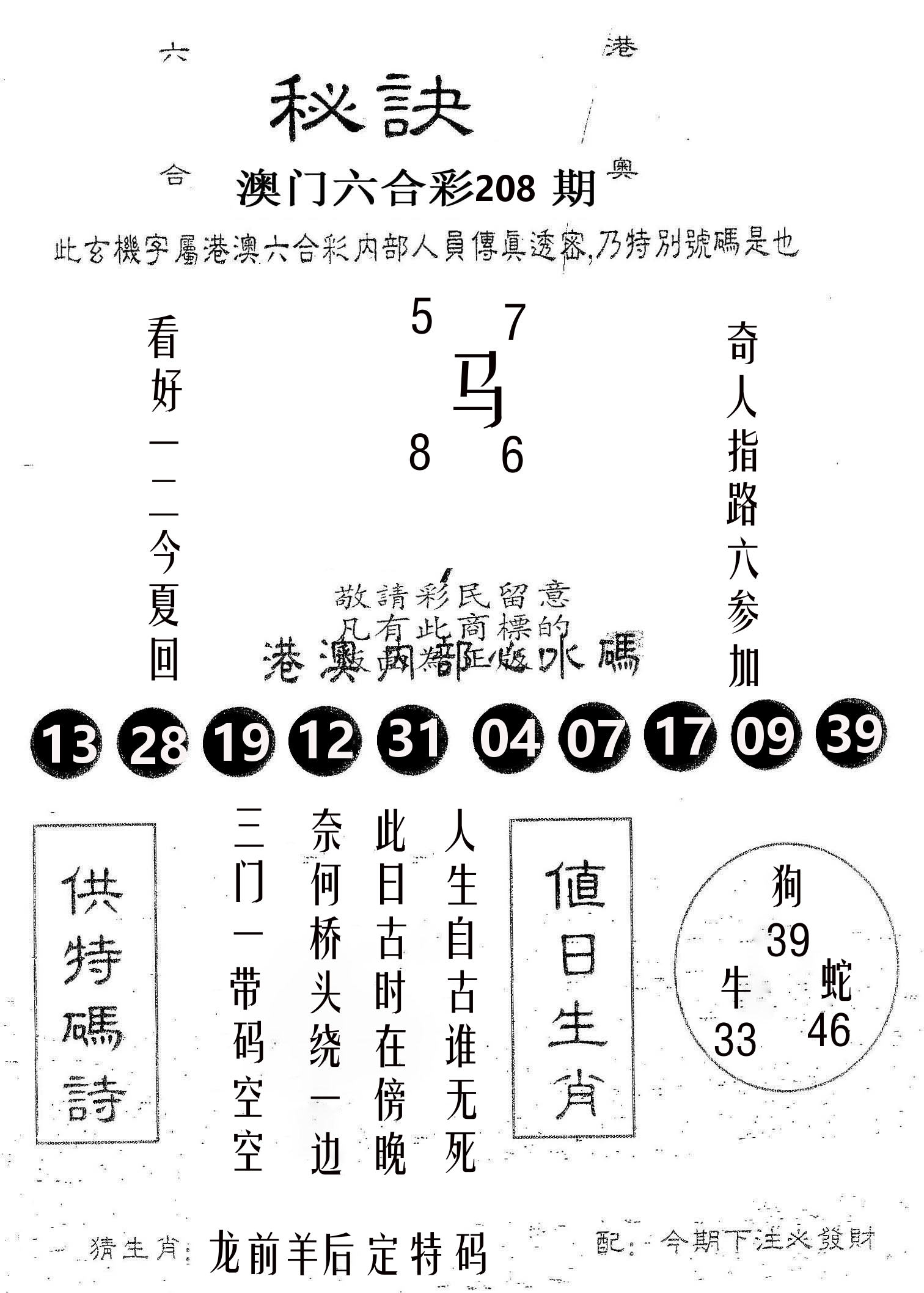 秘决 第208期