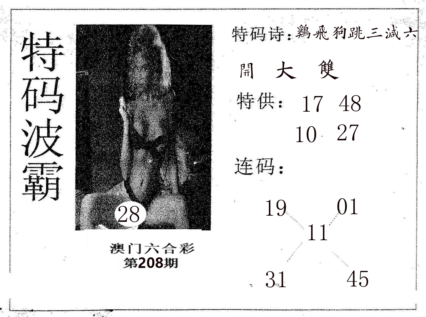 特码波霸 第208期