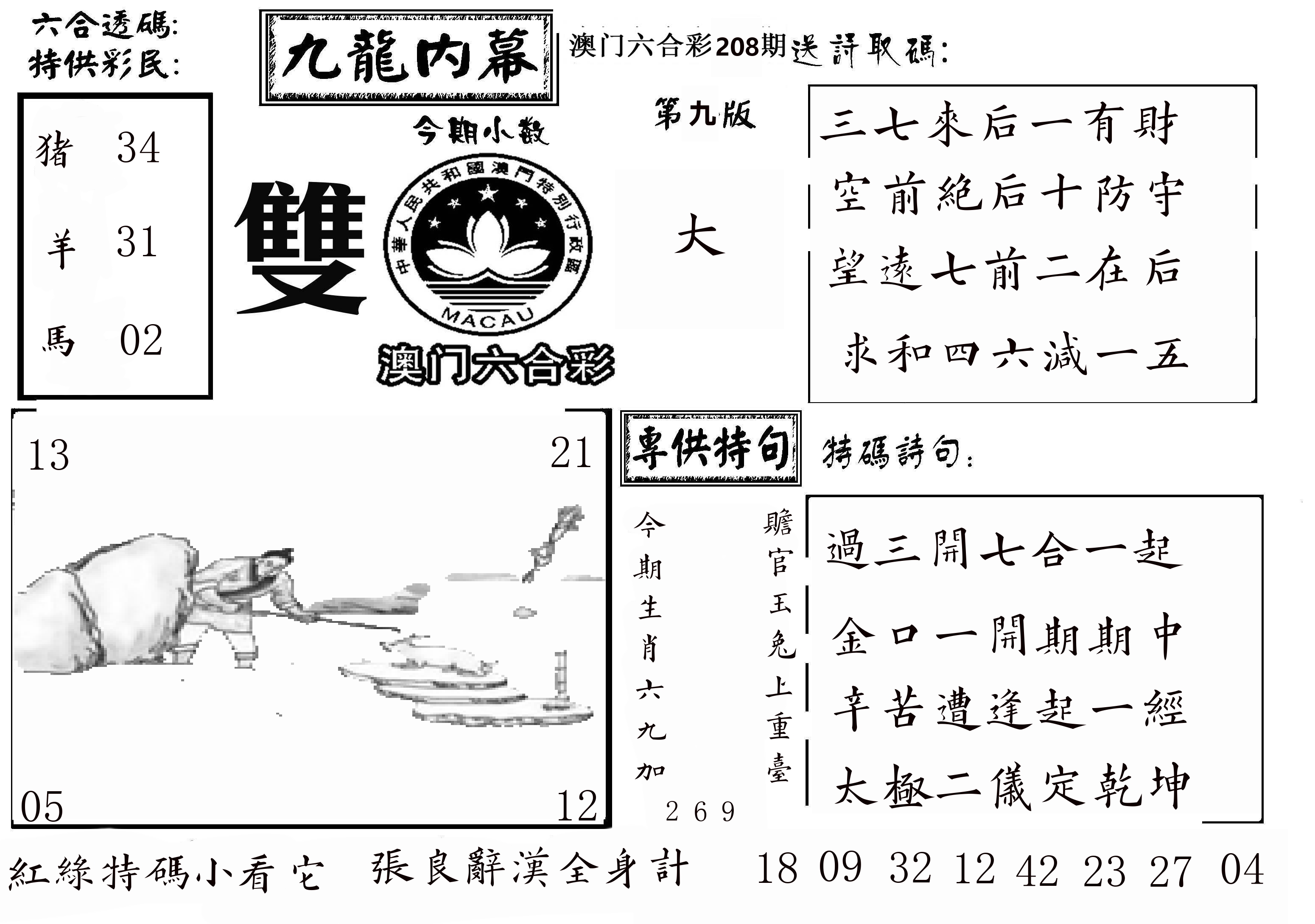 澳门传真3 第208期