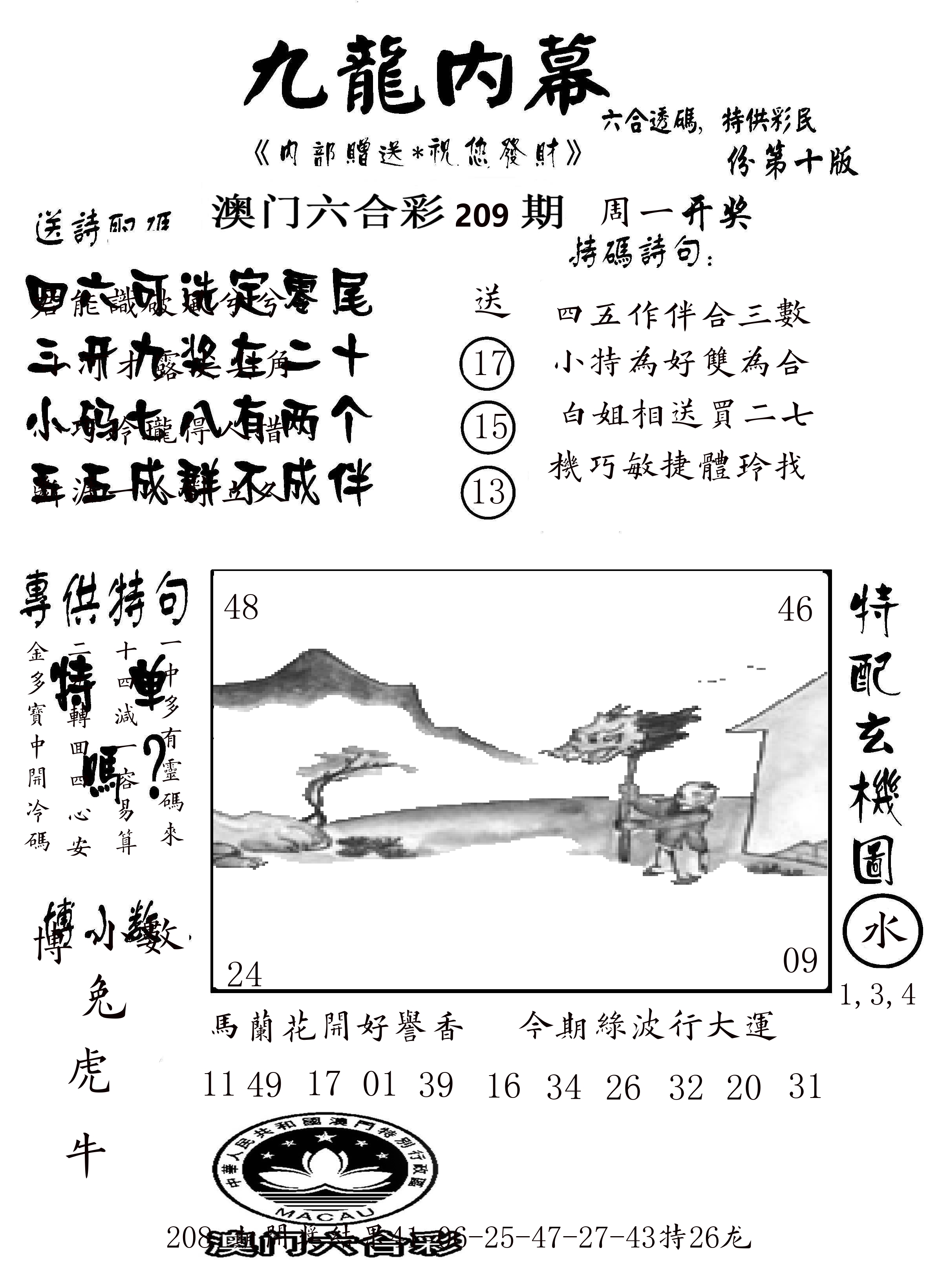 澳门传真2 第209期