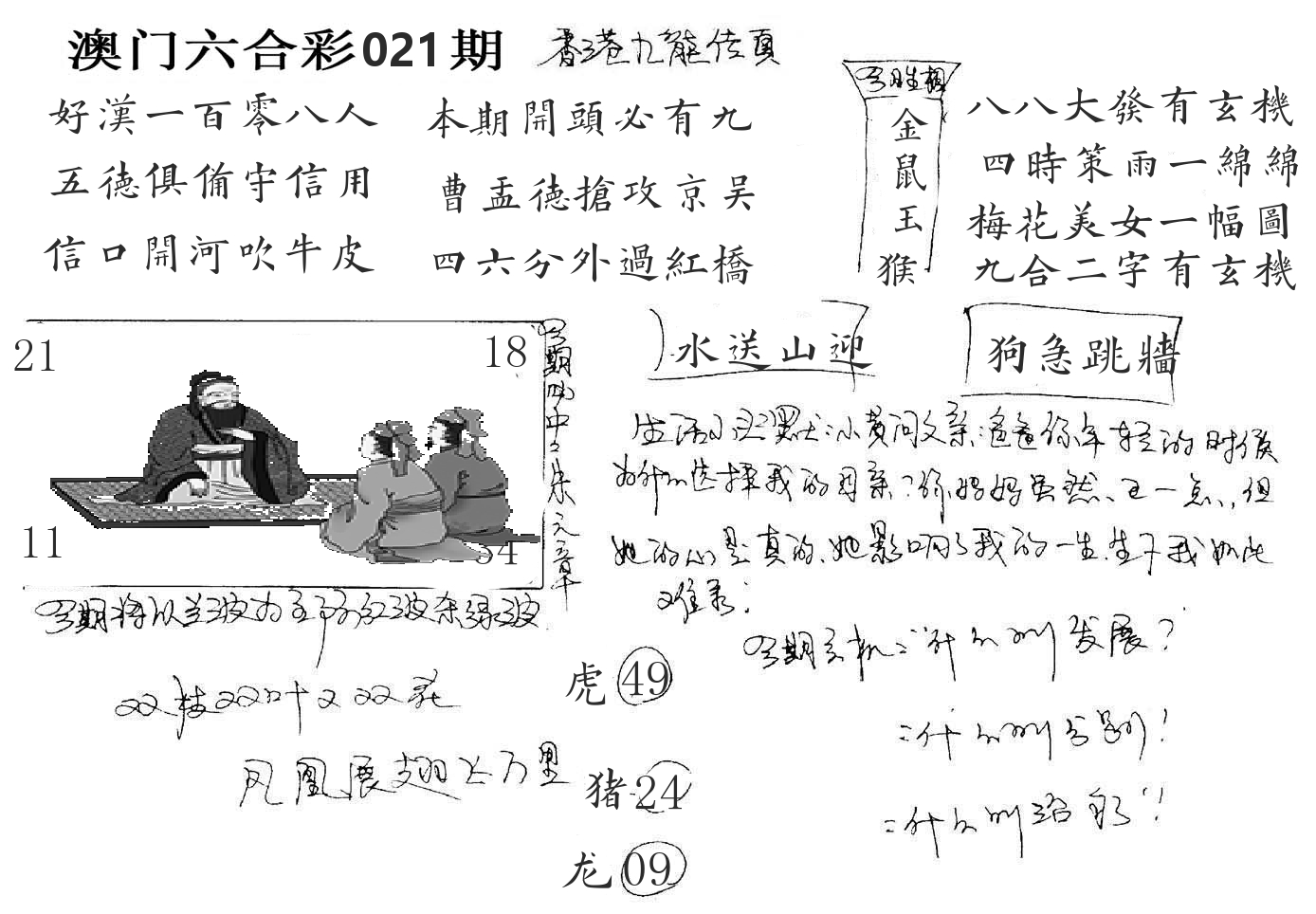 澳门手写九龙 第21期