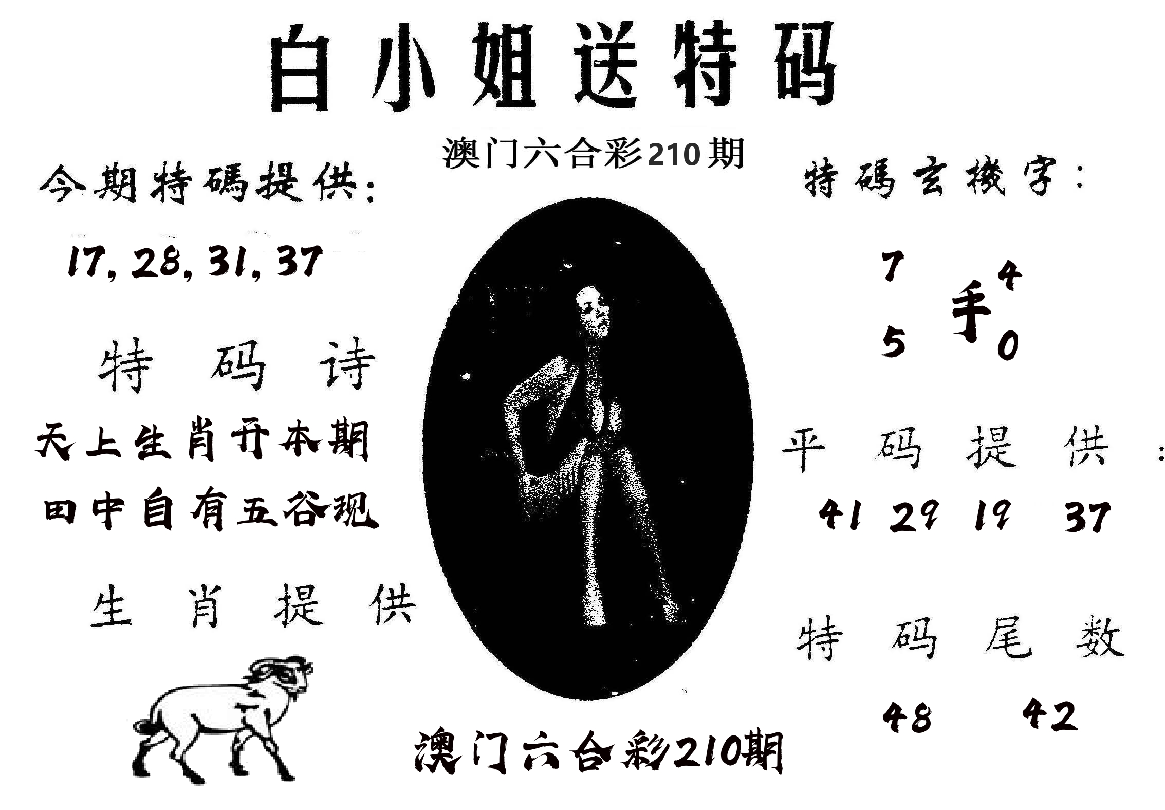 白姐送特 第210期