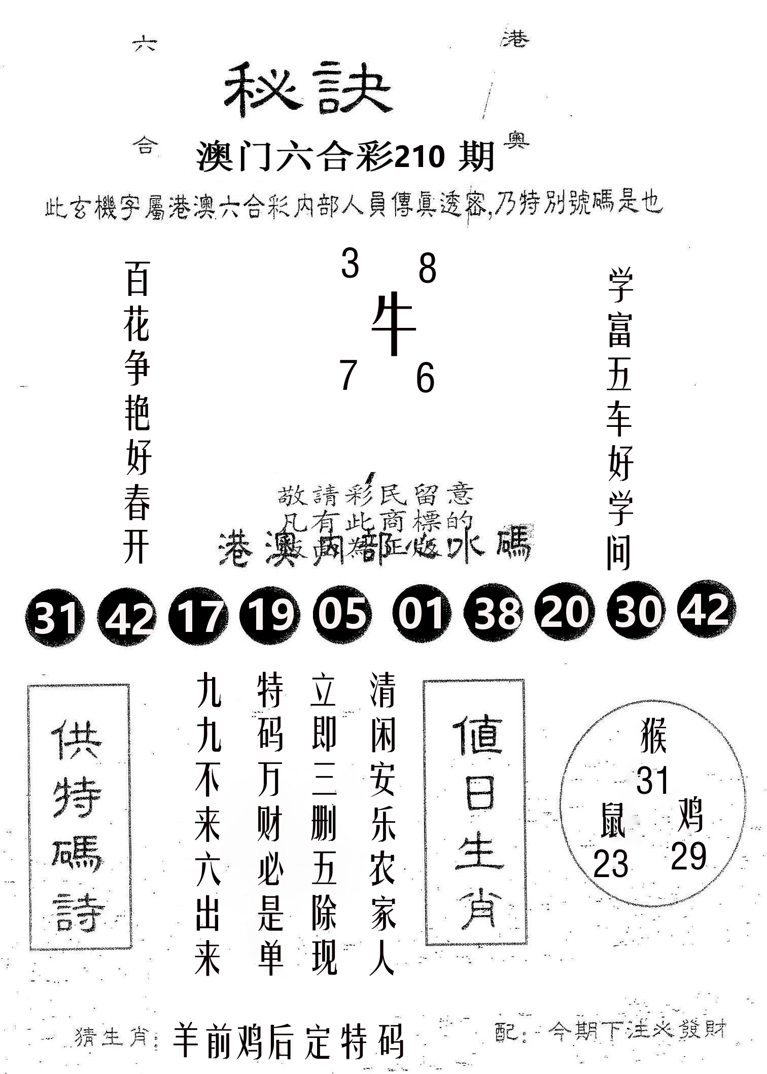 秘决 第210期