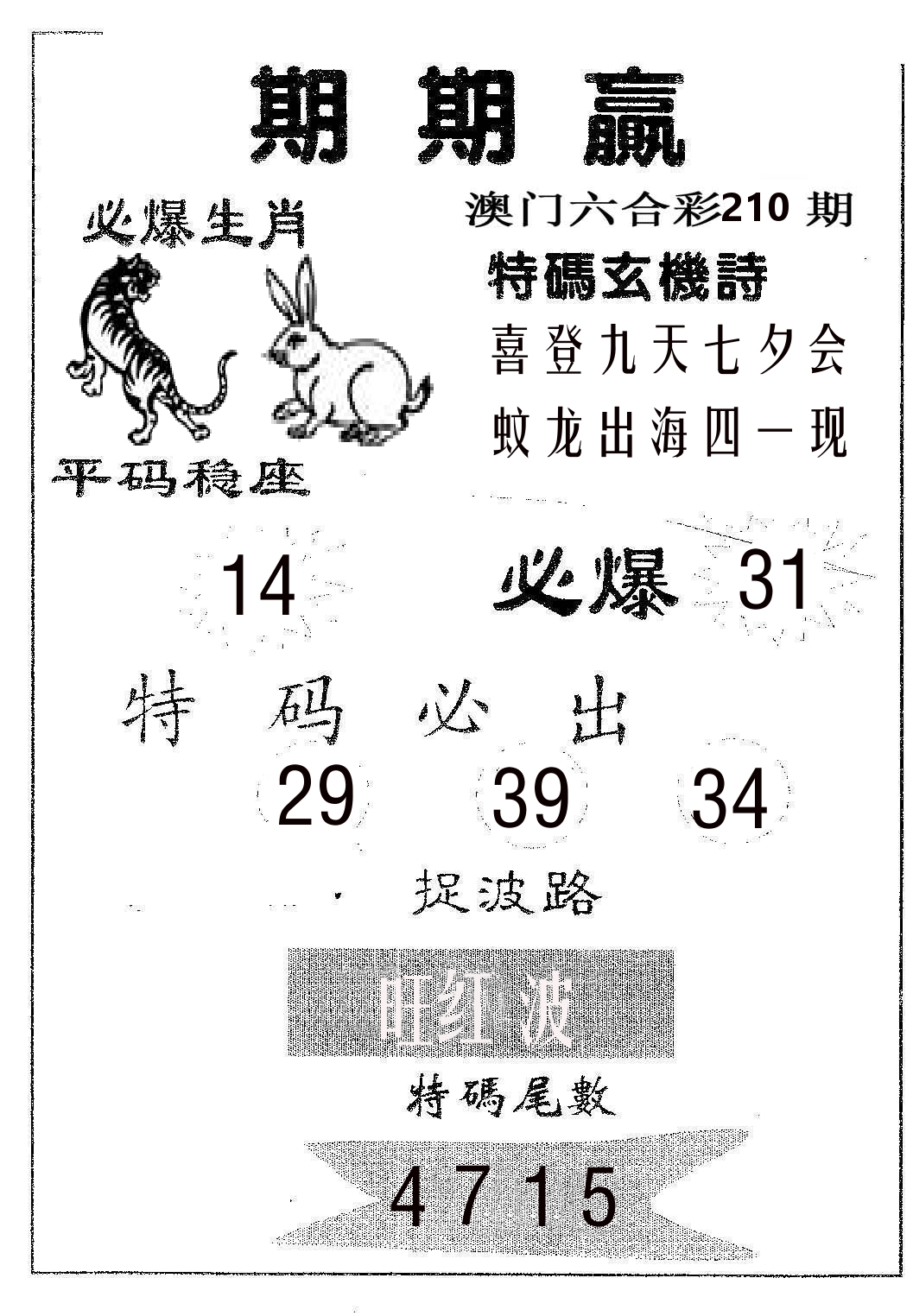 期期赢 第210期