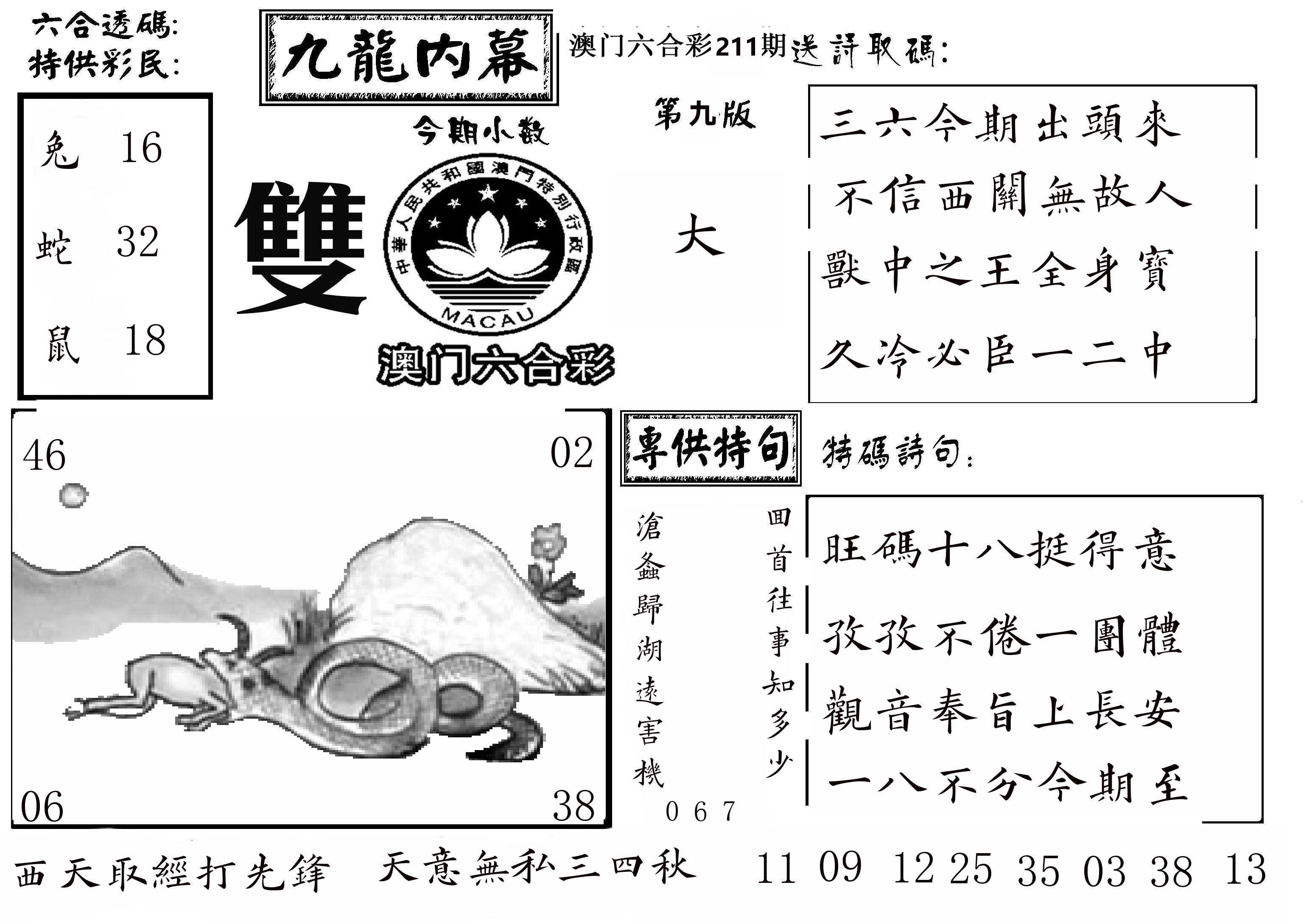 澳门传真3 第211期