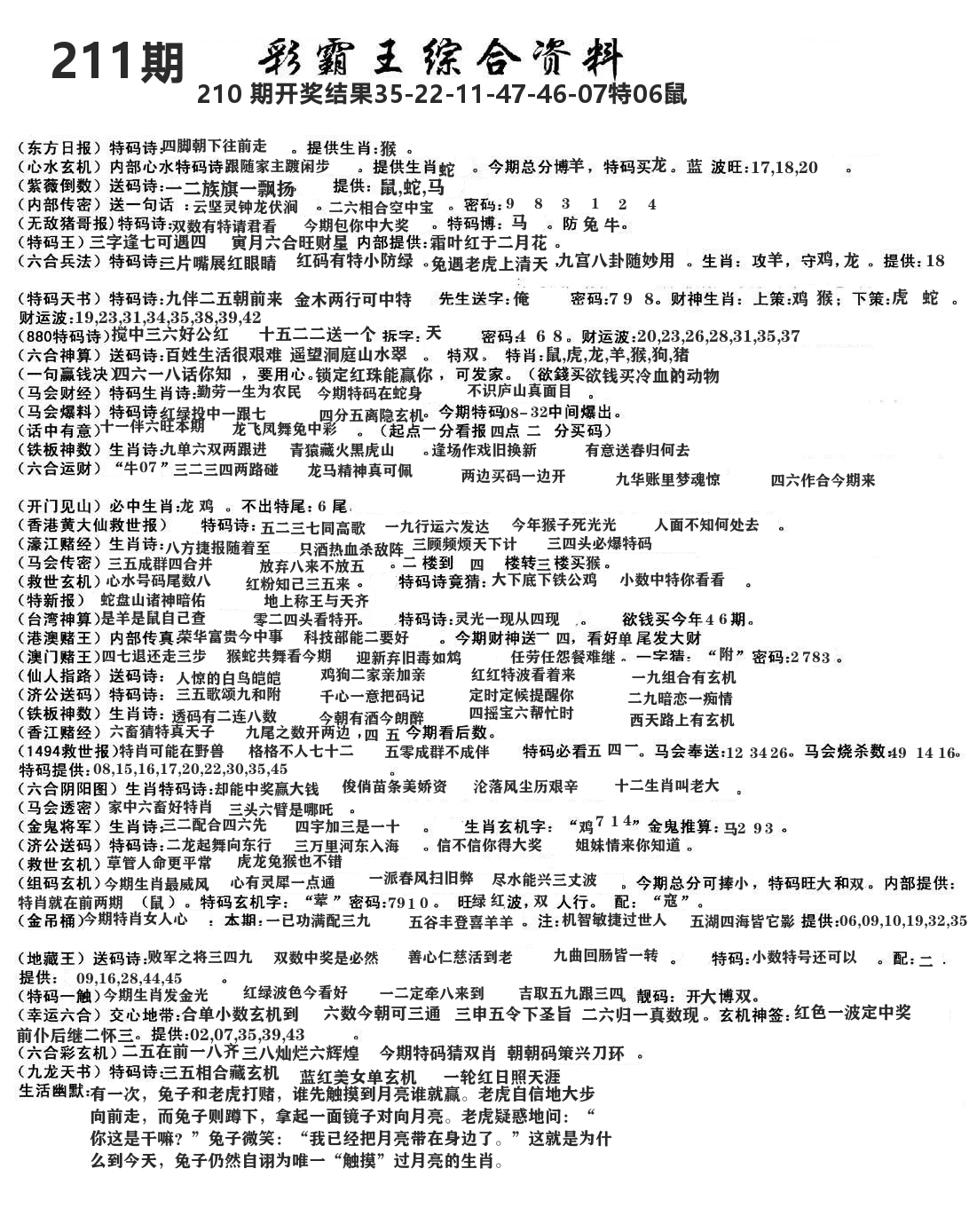 澳门综合资料 第211期