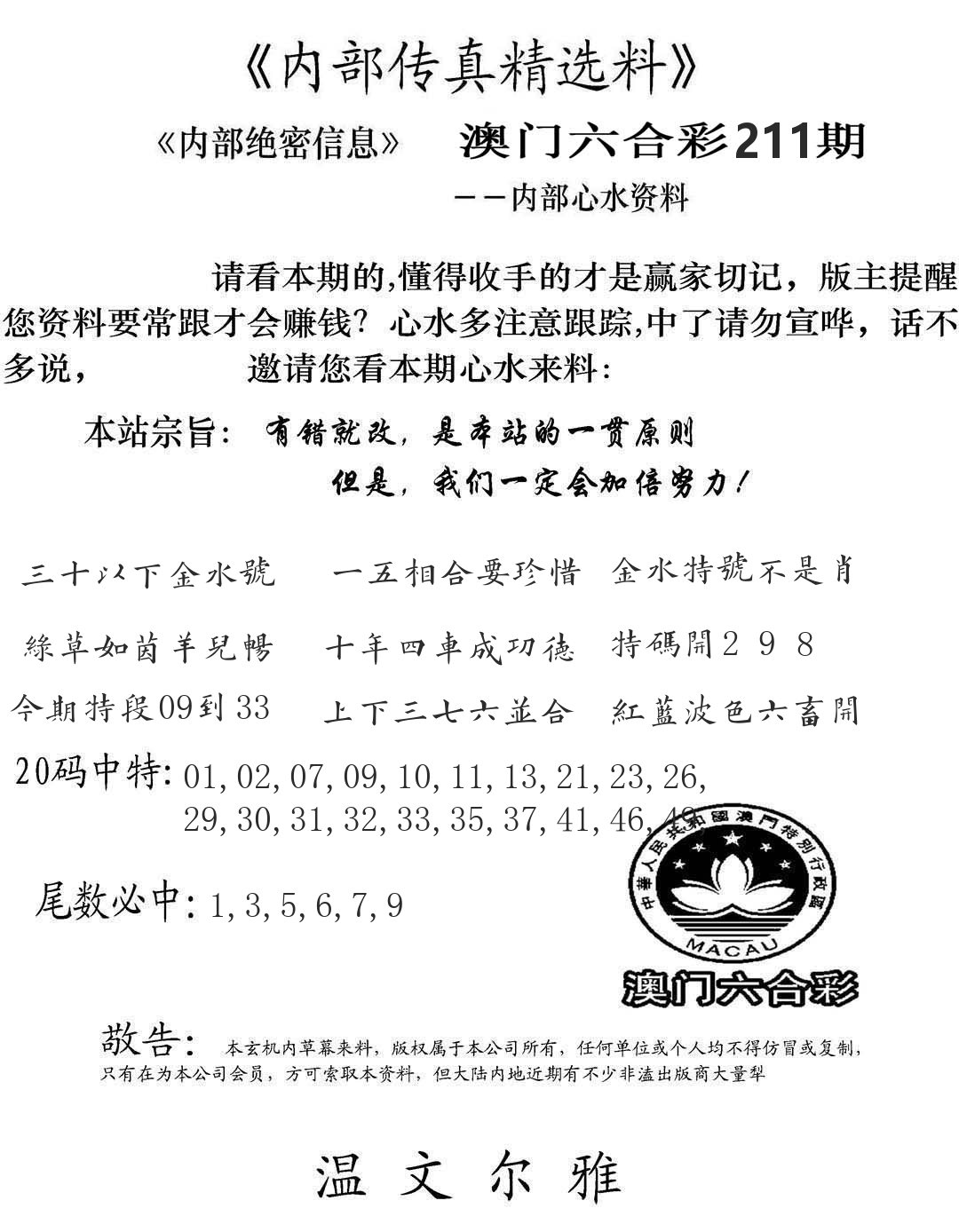 内部传真精选料 第211期