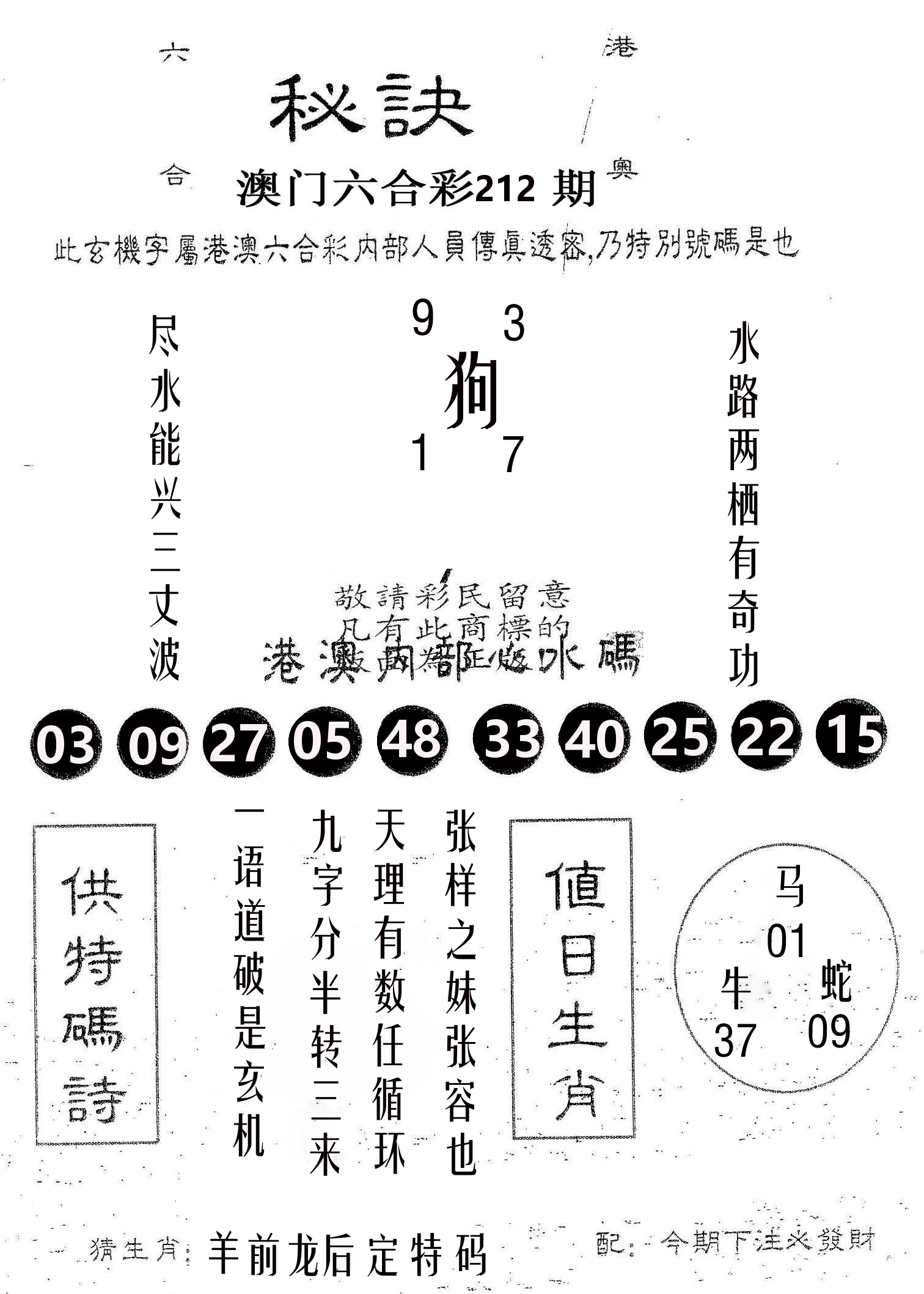秘决 第212期