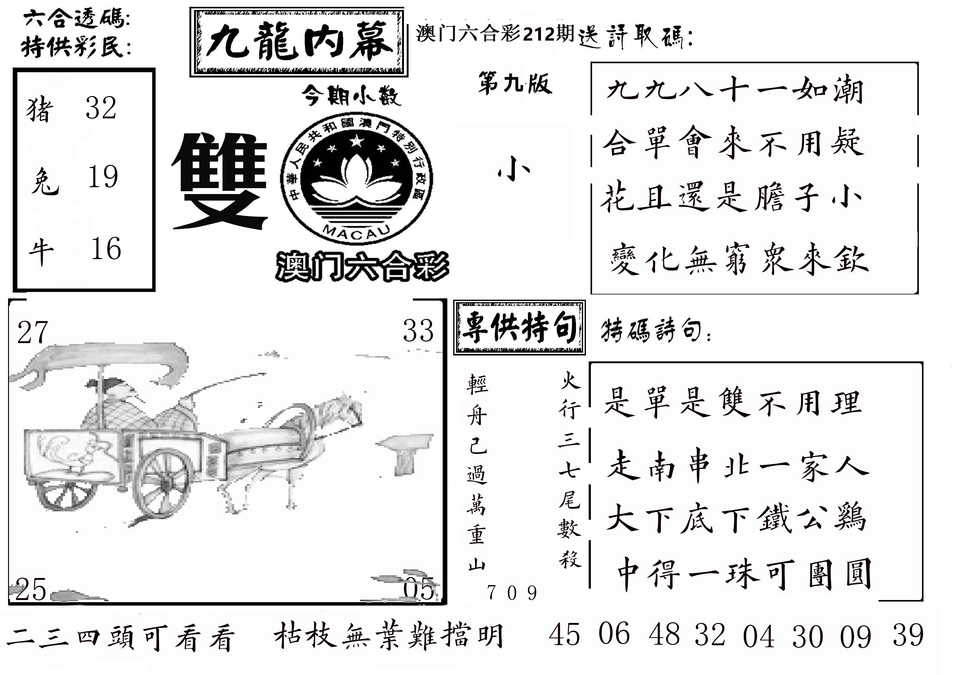 澳门传真3 第212期