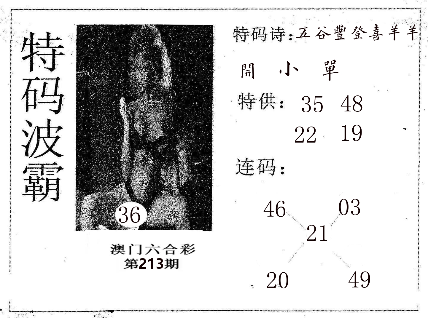特码波霸 第213期