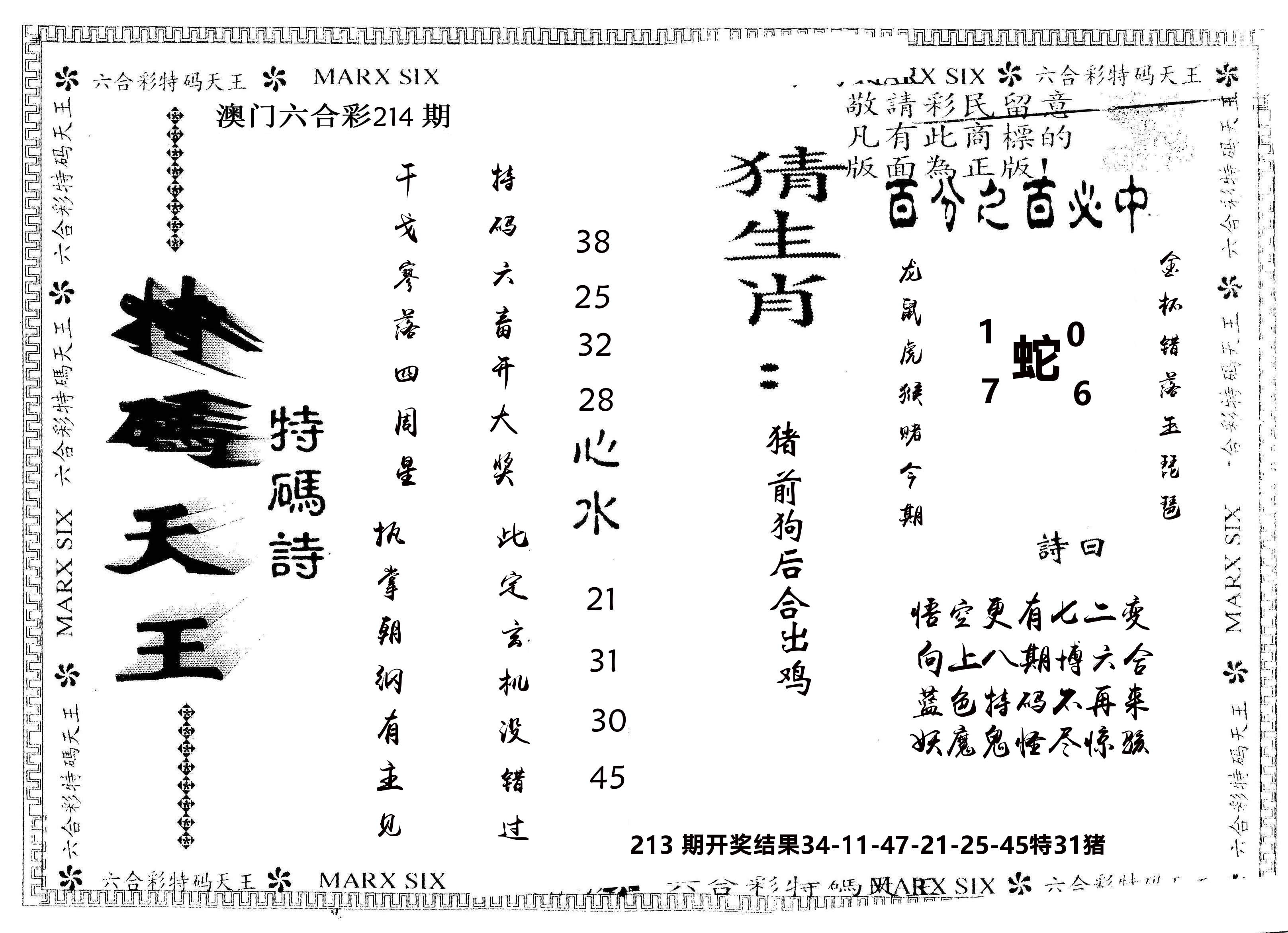 另版特码天王 第214期