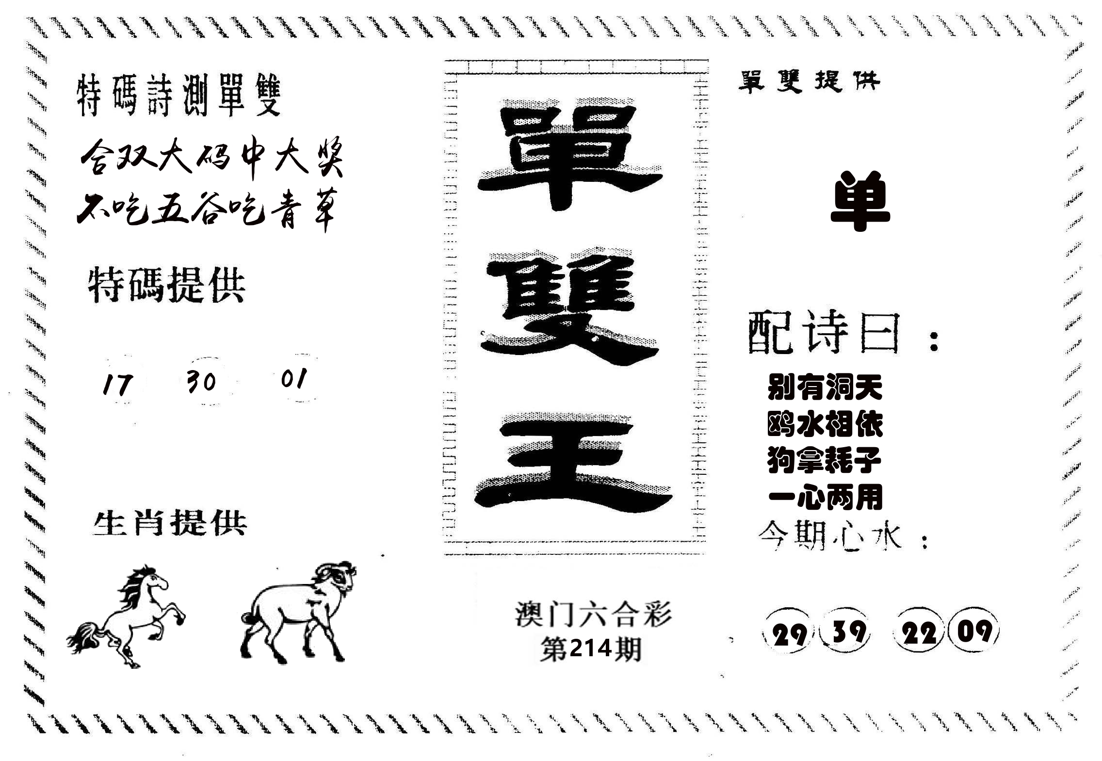 单双王B 第214期
