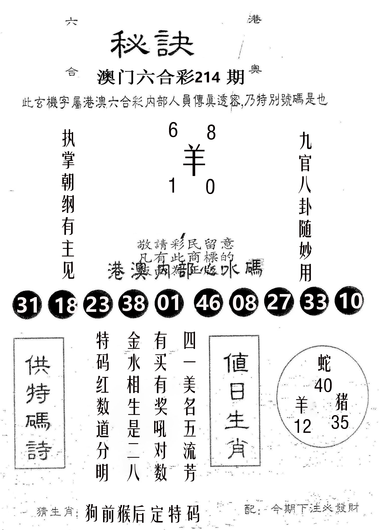 秘决 第214期