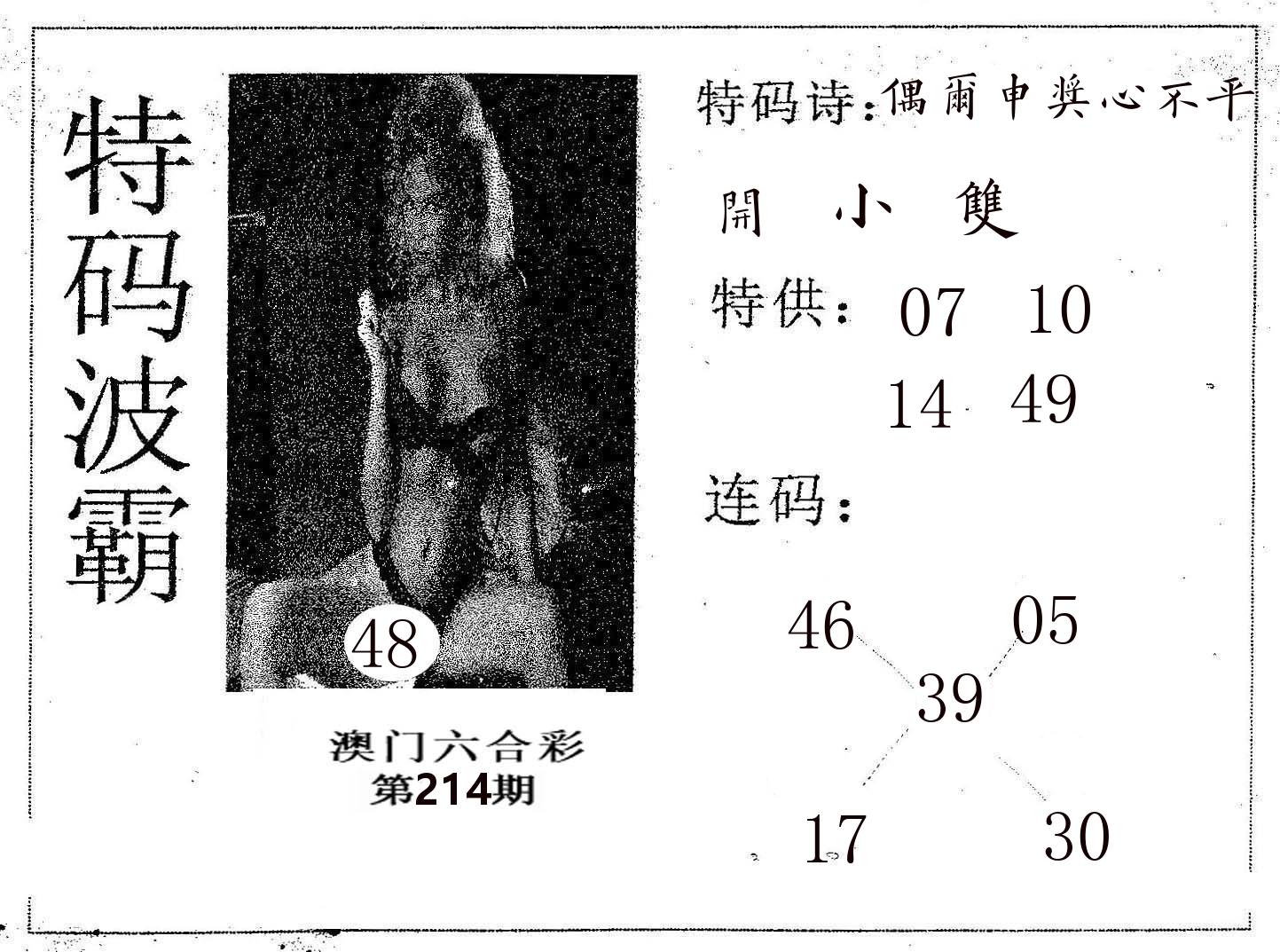 特码波霸 第214期