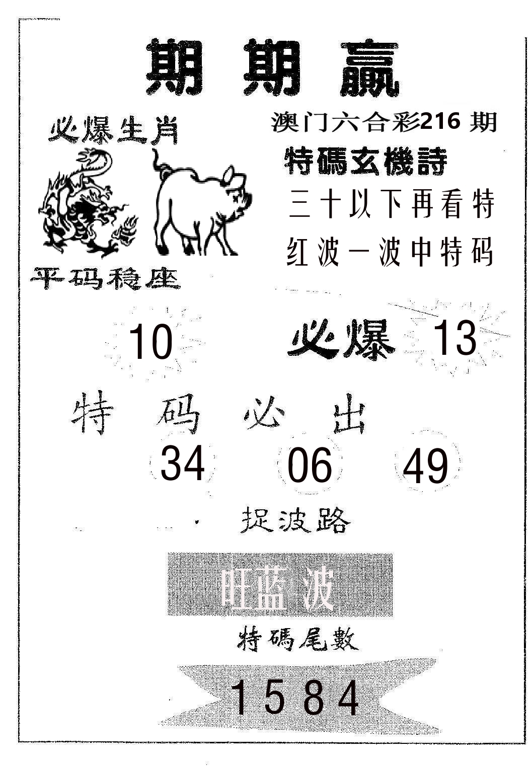 期期赢 第216期