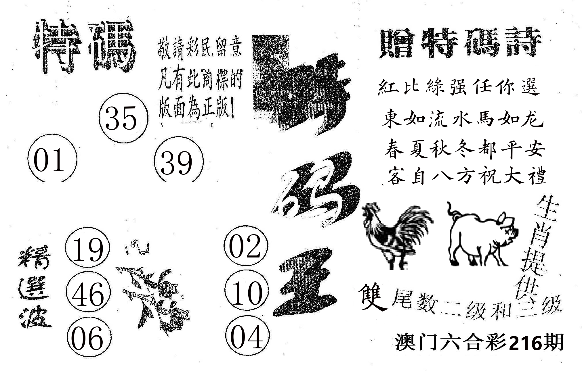 特码王A 第216期