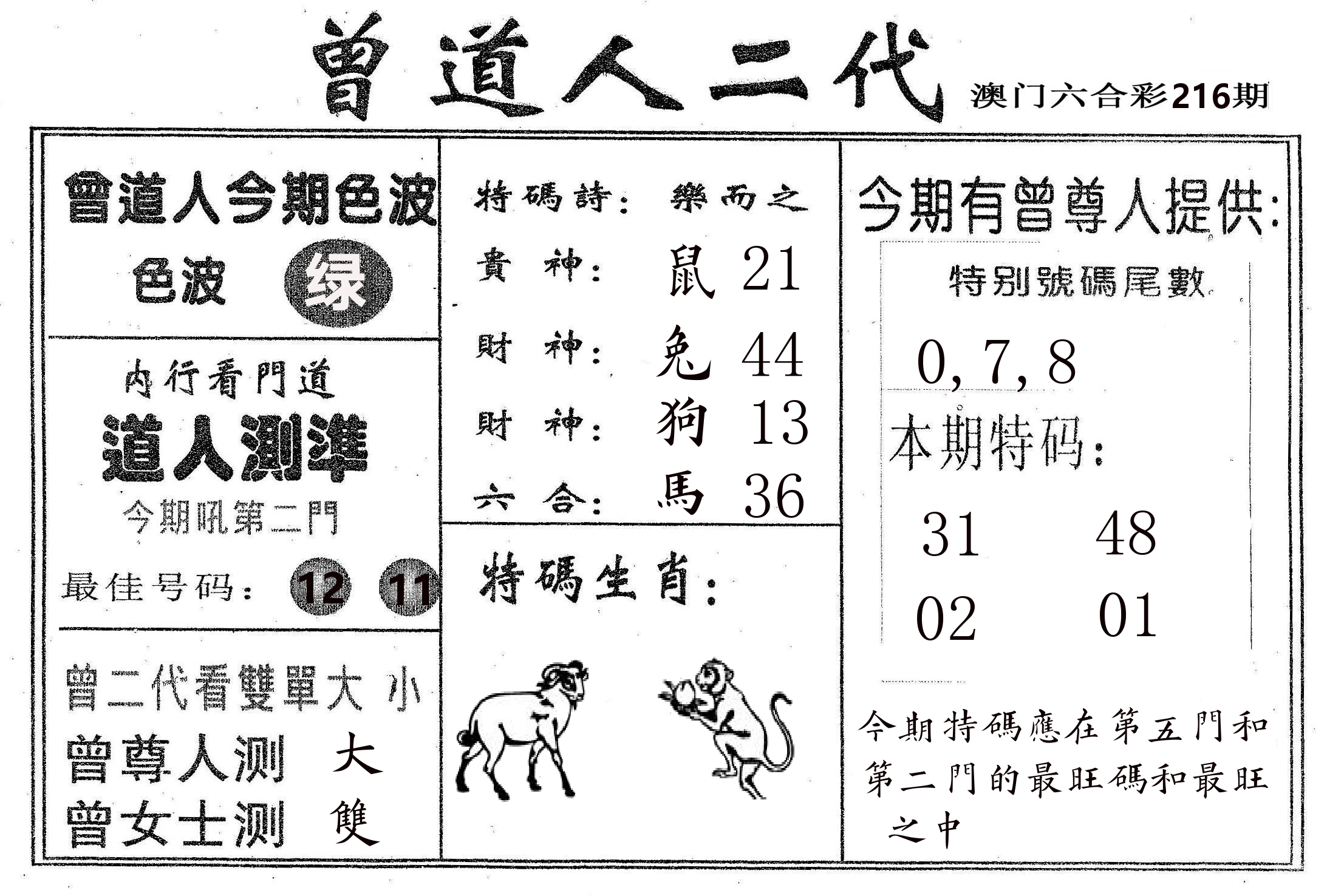 曾二代 第216期