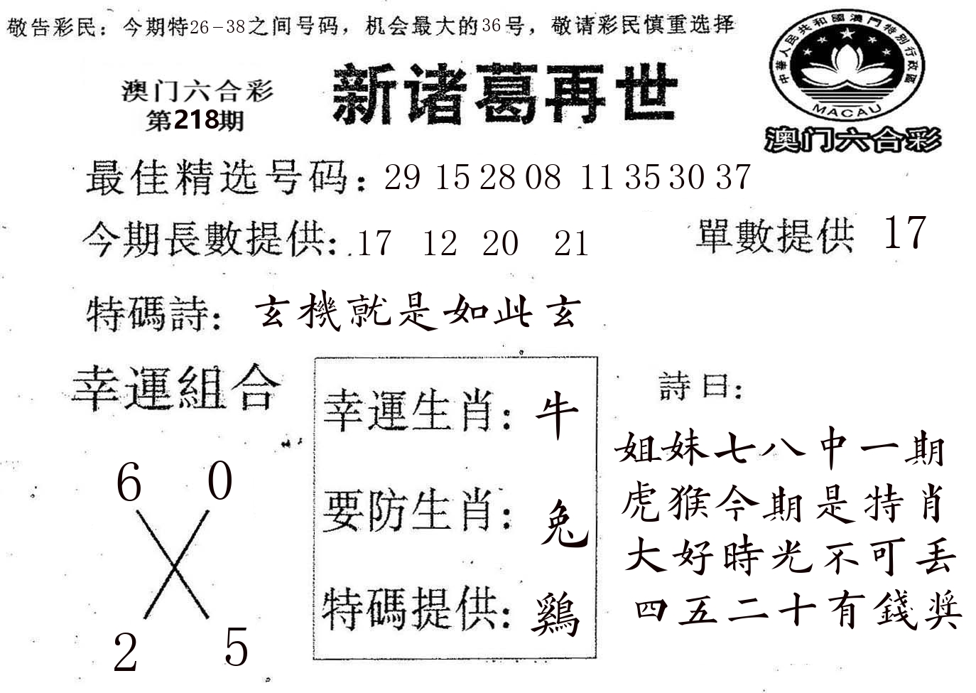 新诸葛 第218期
