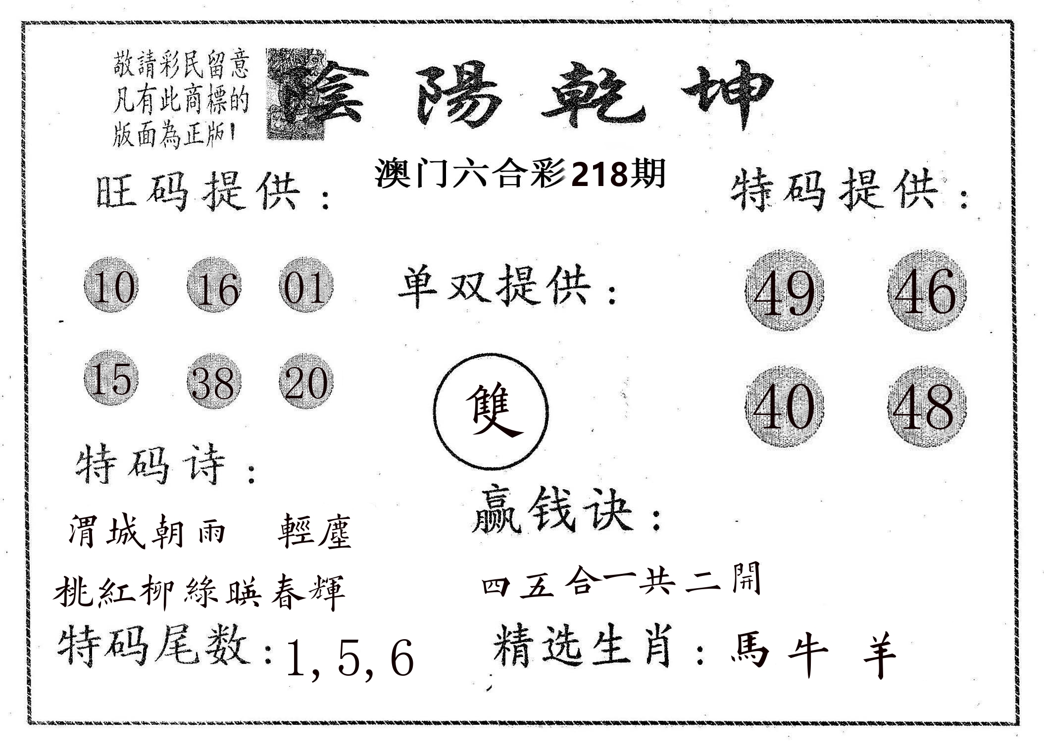 阴阳乾坤 第218期