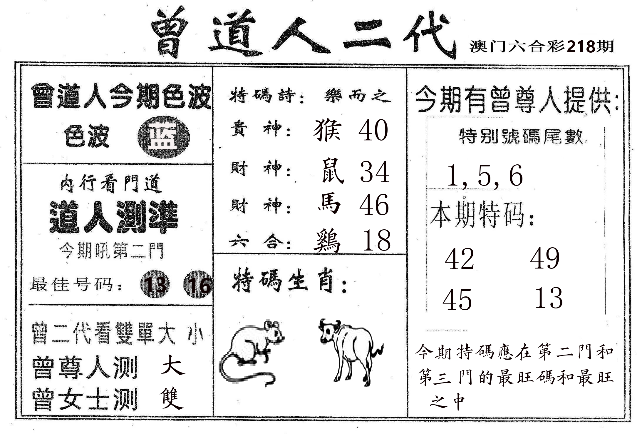 曾二代 第218期