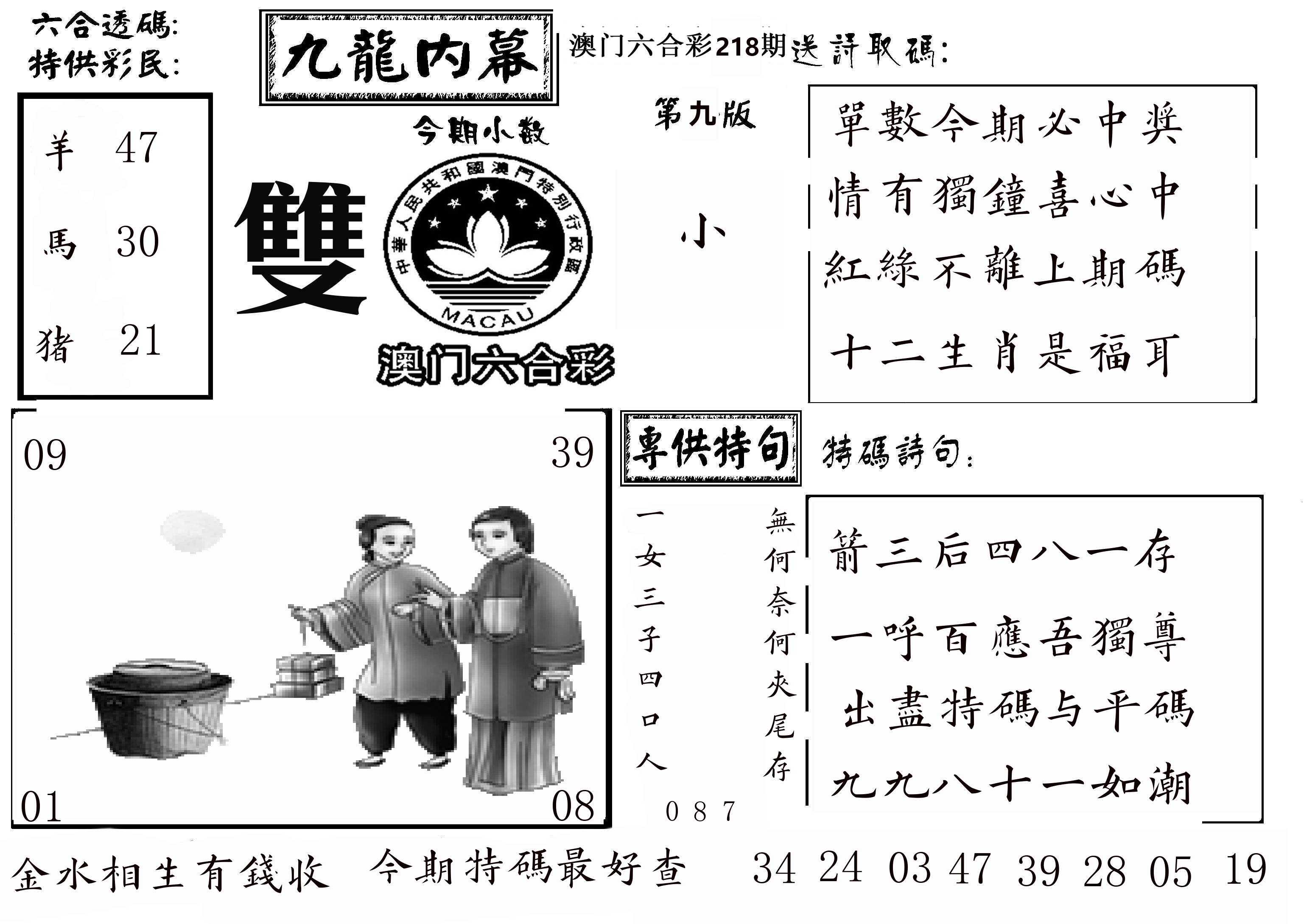 澳门传真3 第218期