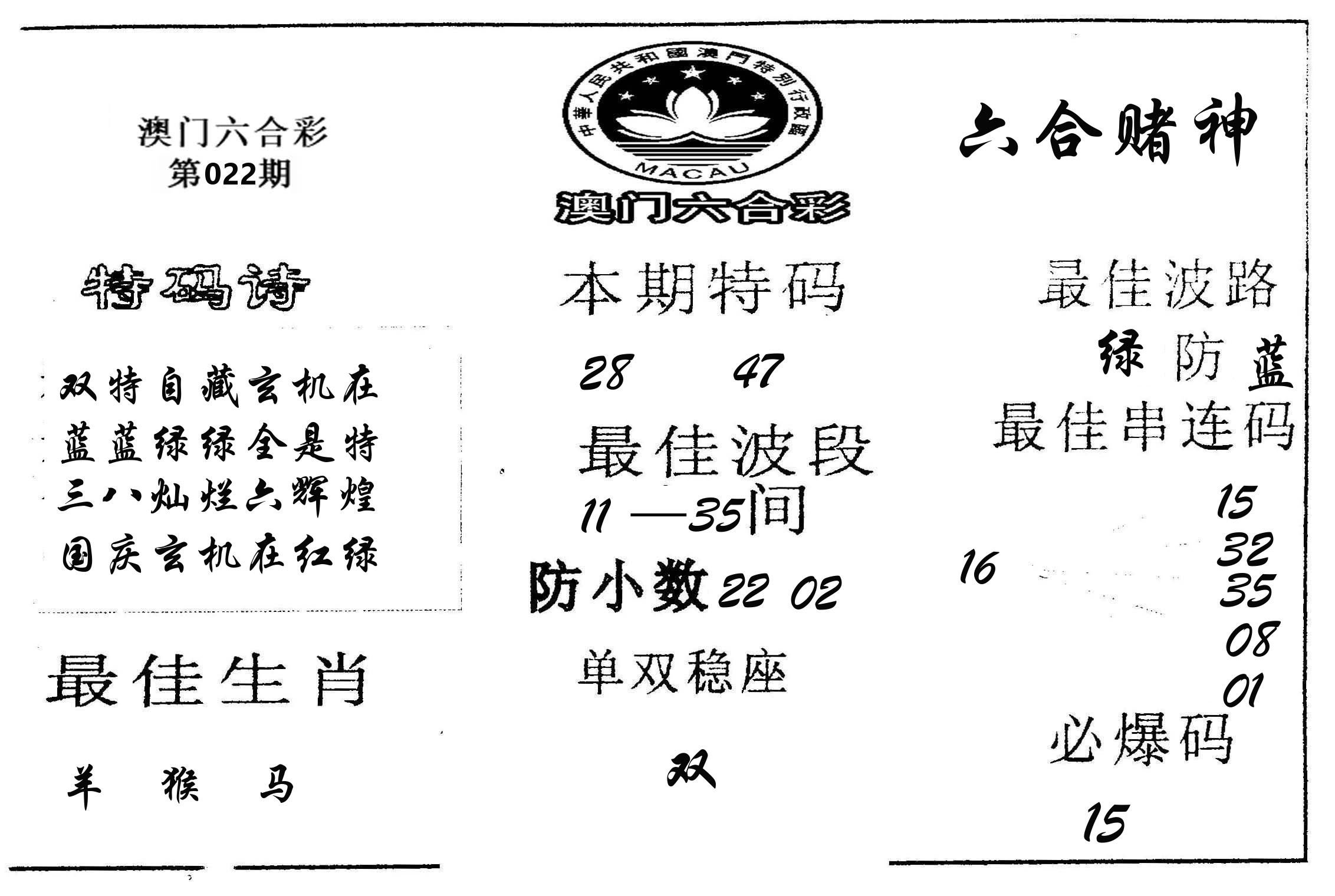 六合赌神 第22期
