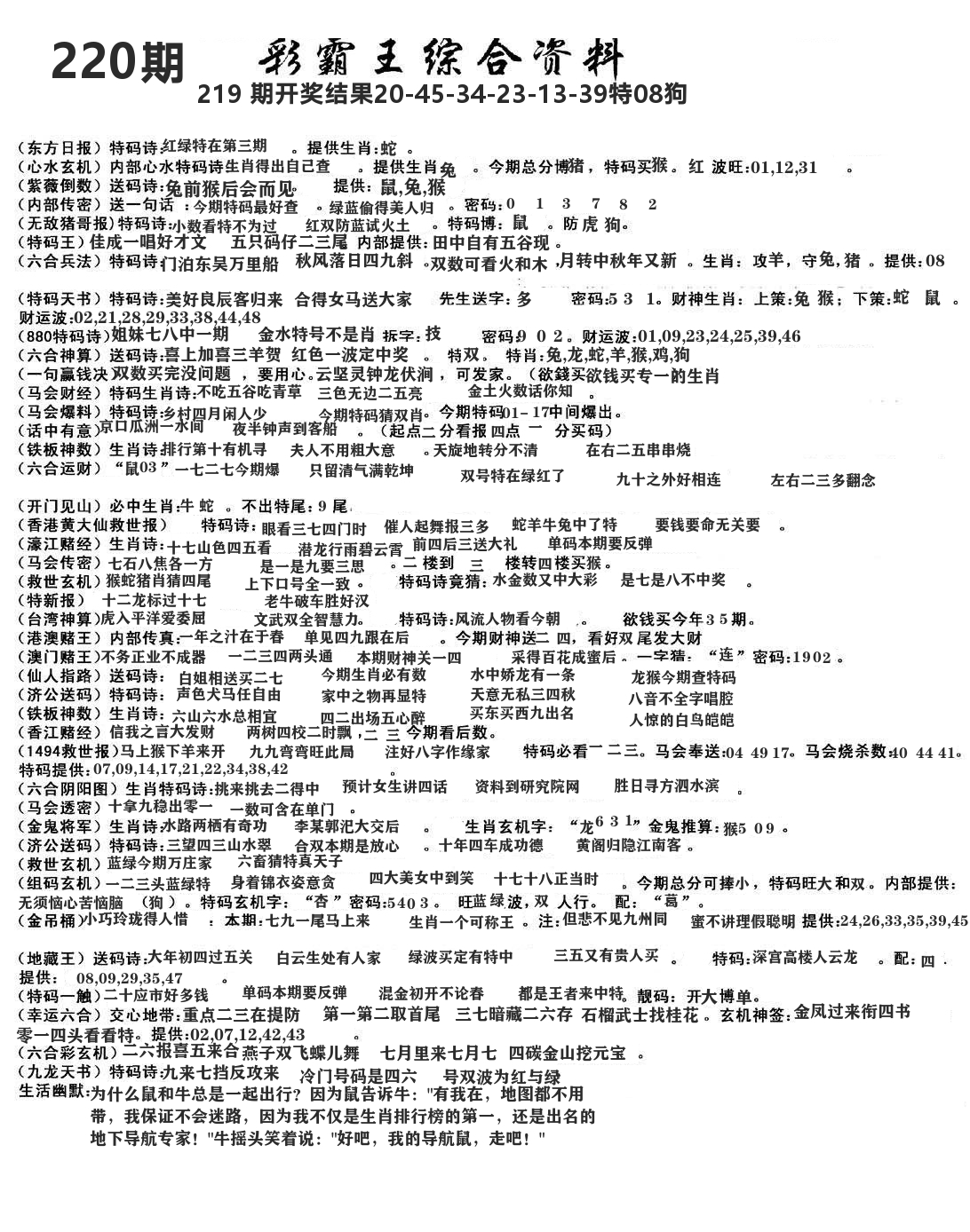 澳门综合资料 第220期