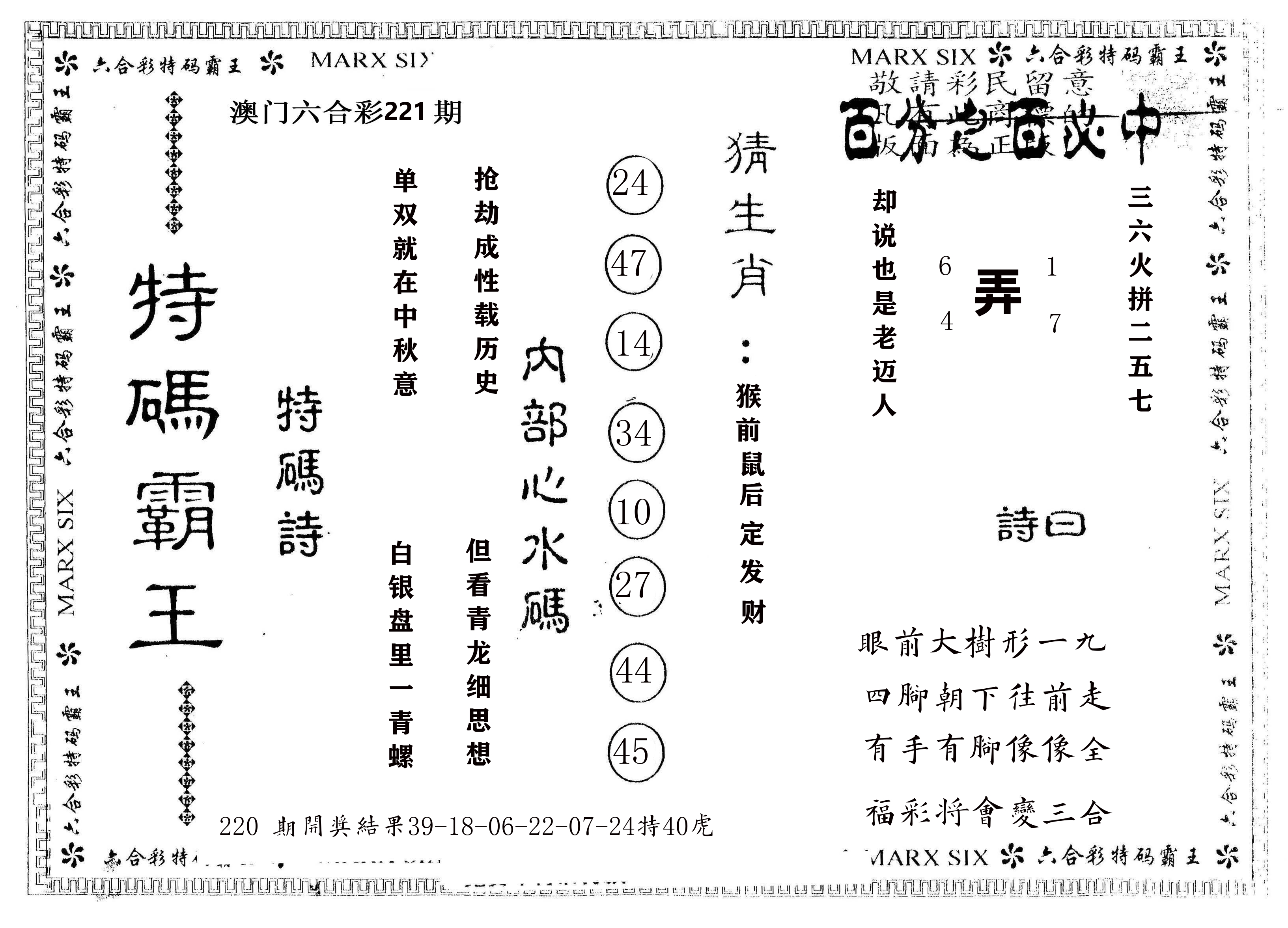 另版特码霸王 第221期