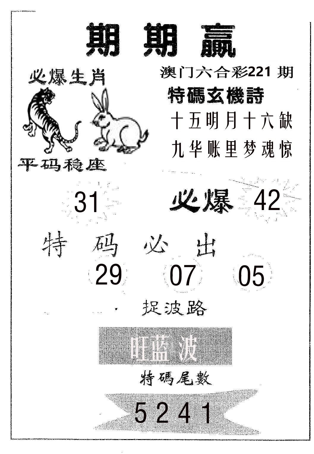 期期赢 第221期