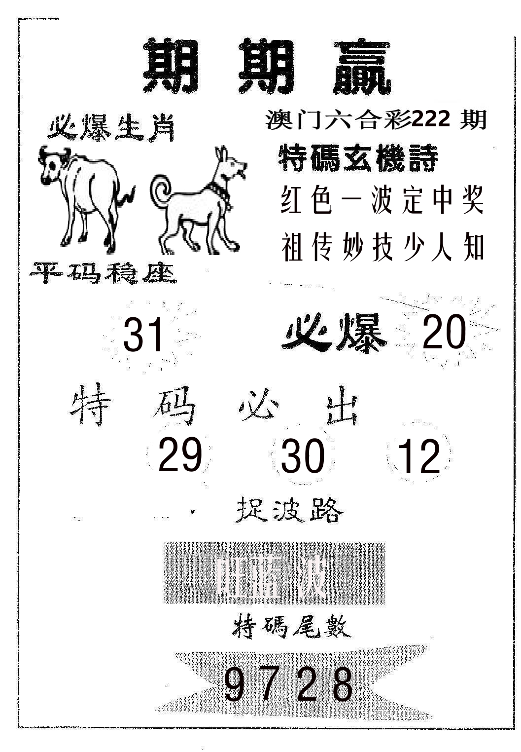 期期赢 第222期