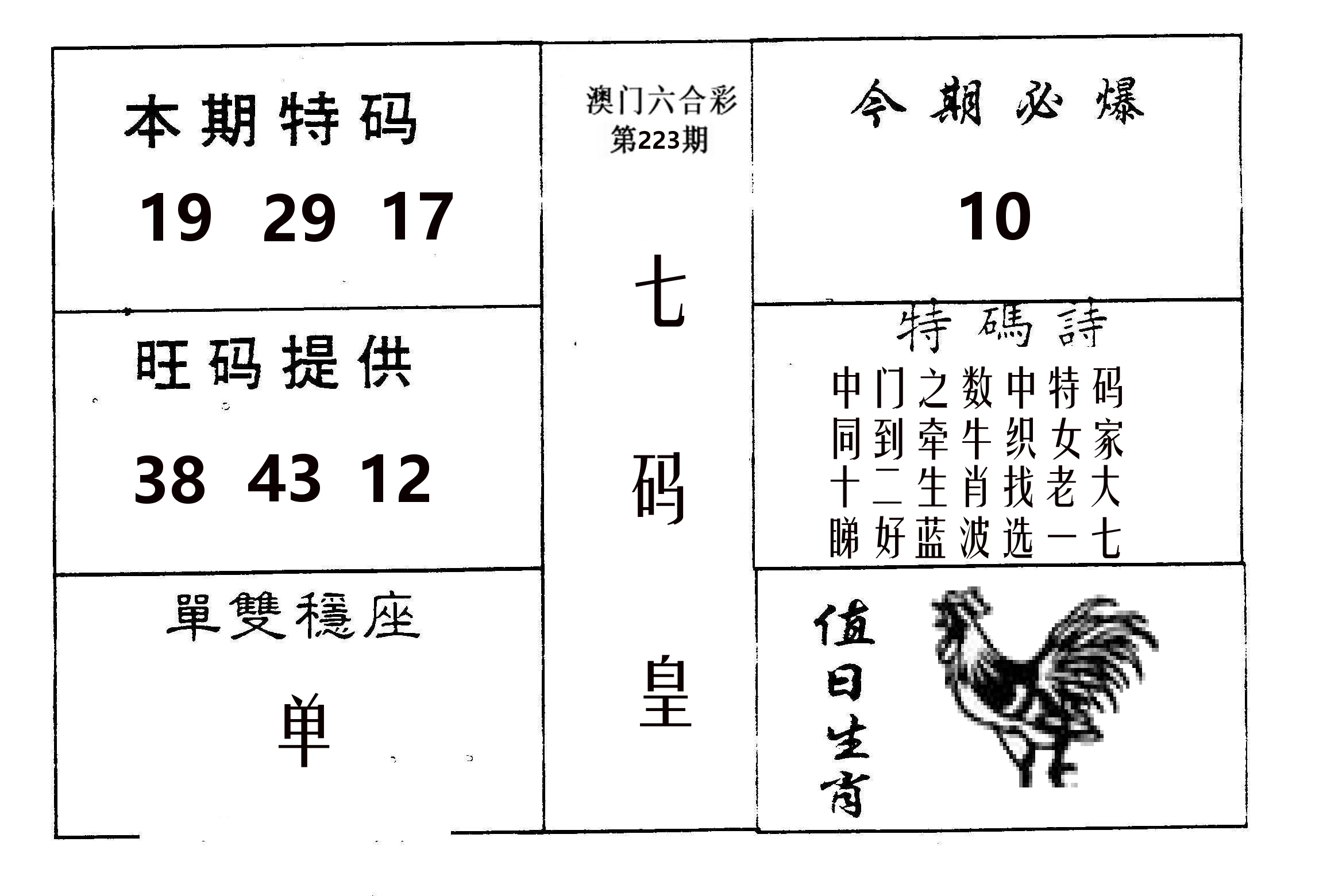 七码皇 第223期
