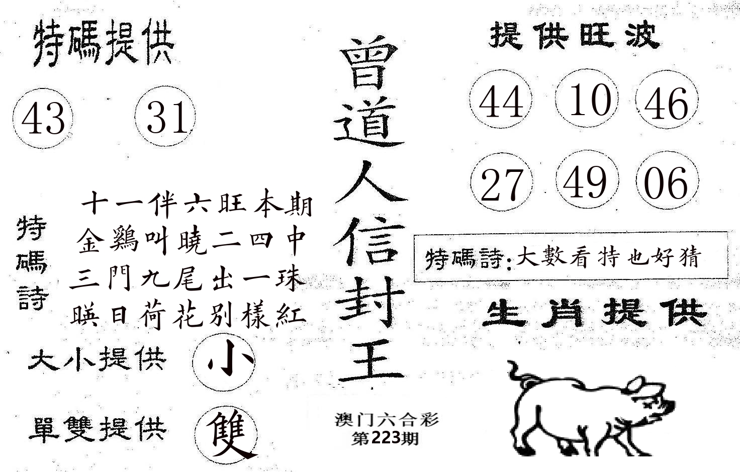 曾信封王 第223期