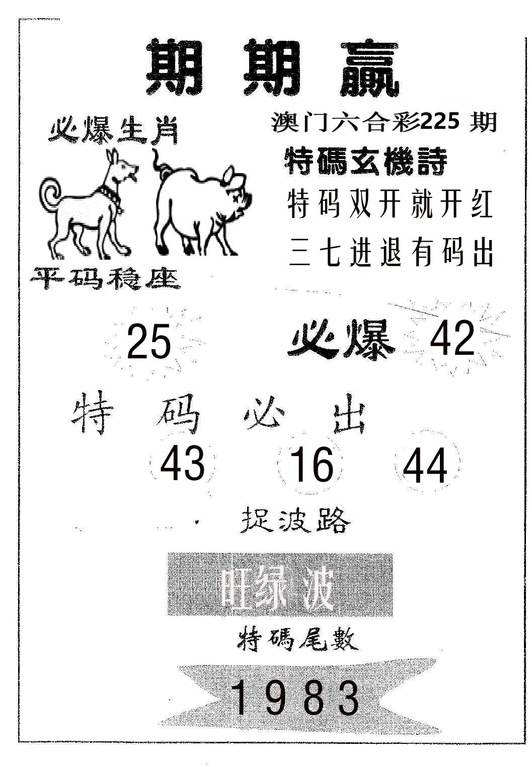 期期赢 第225期