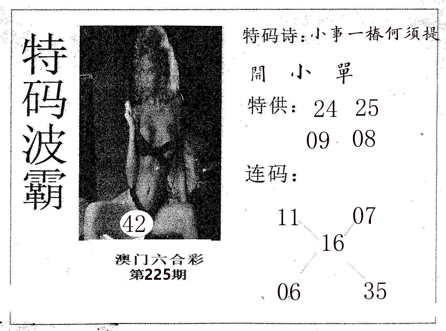 特码波霸 第225期