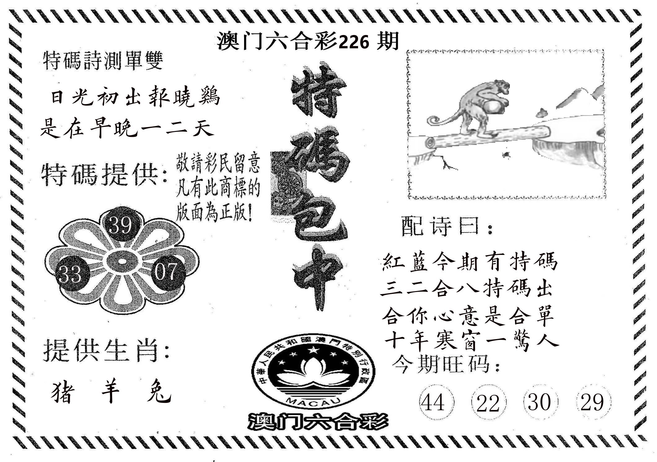 特码包中 第226期