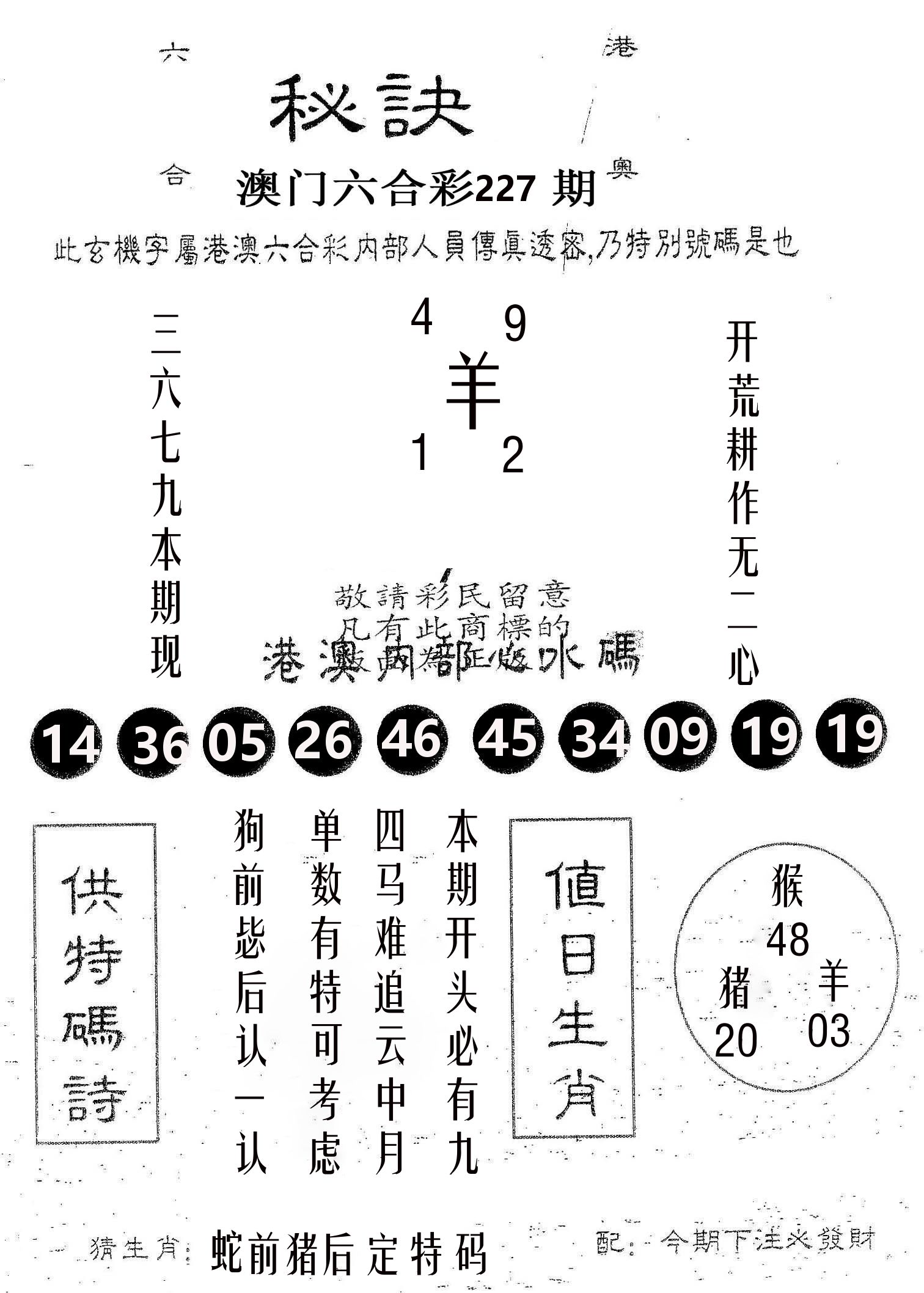 秘决 第227期