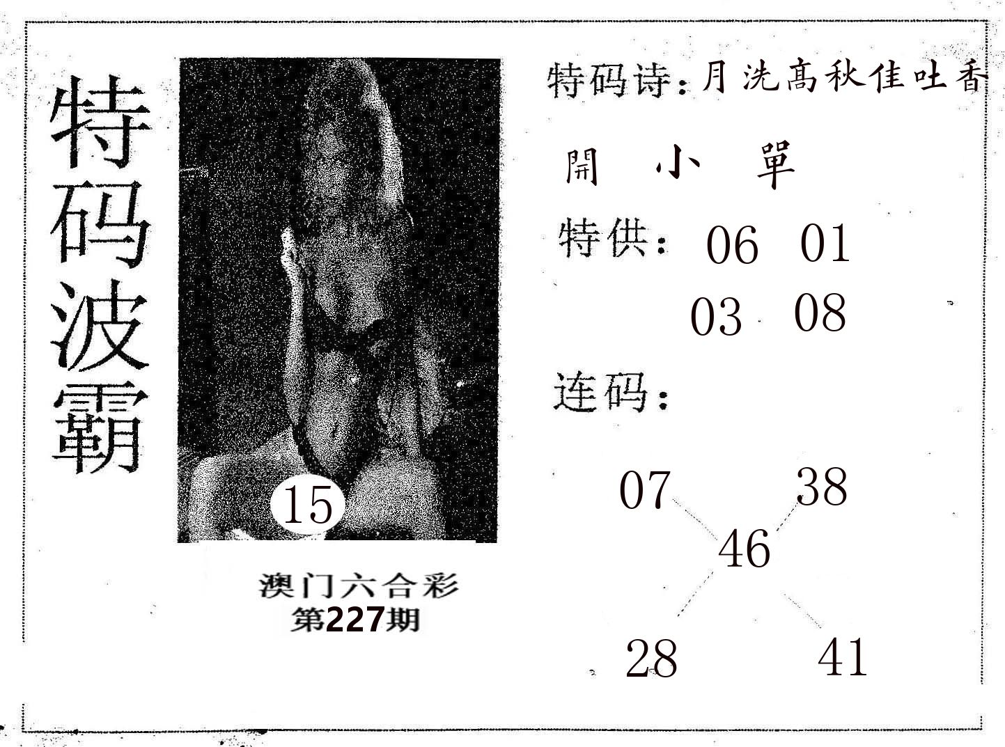特码波霸 第227期