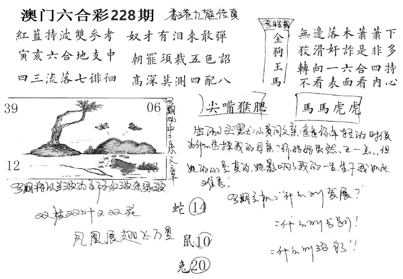 澳门手写九龙 第228期