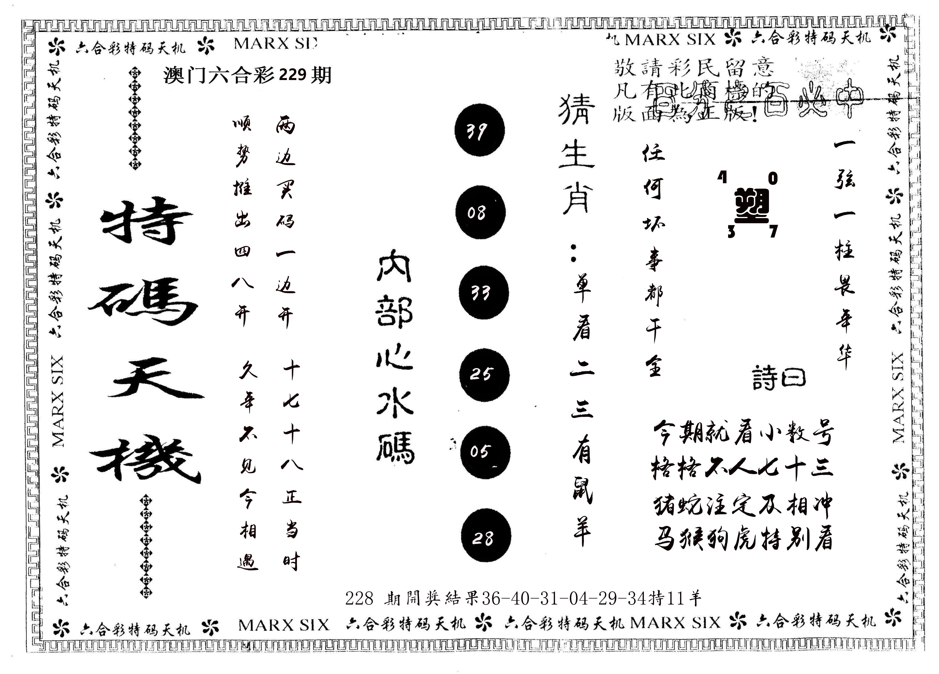 另版特码天机 第229期
