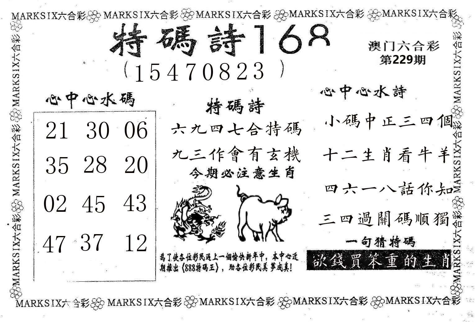 特码诗168 第229期