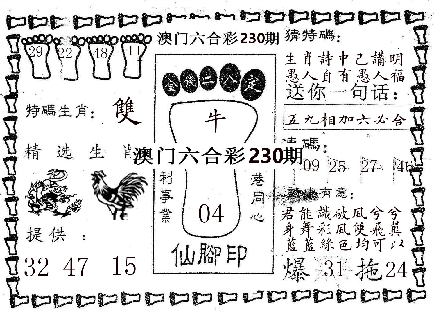仙脚印 第230期